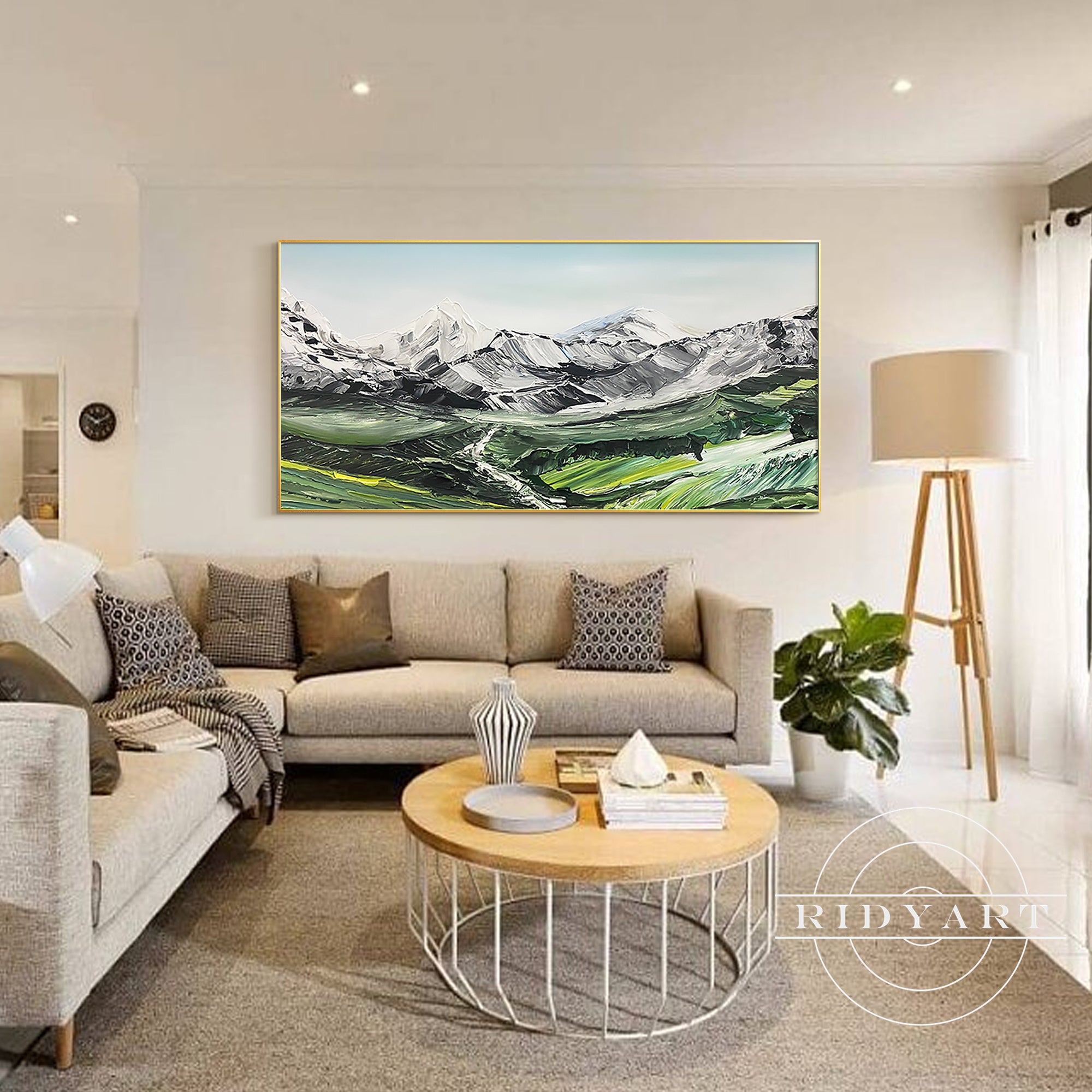 Large abstract mountain canvas art for living room