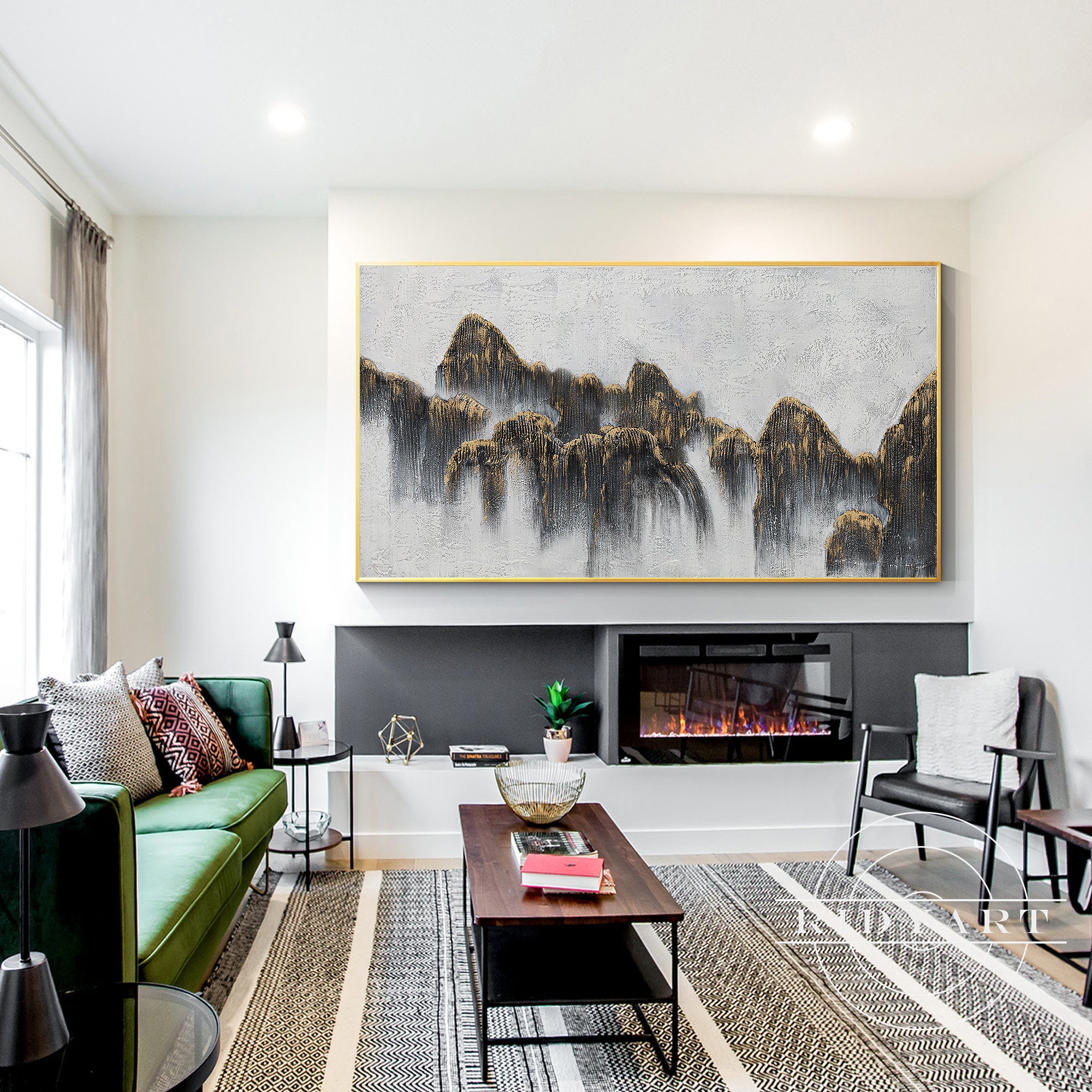 Elegant black gold wall art with bold textured design