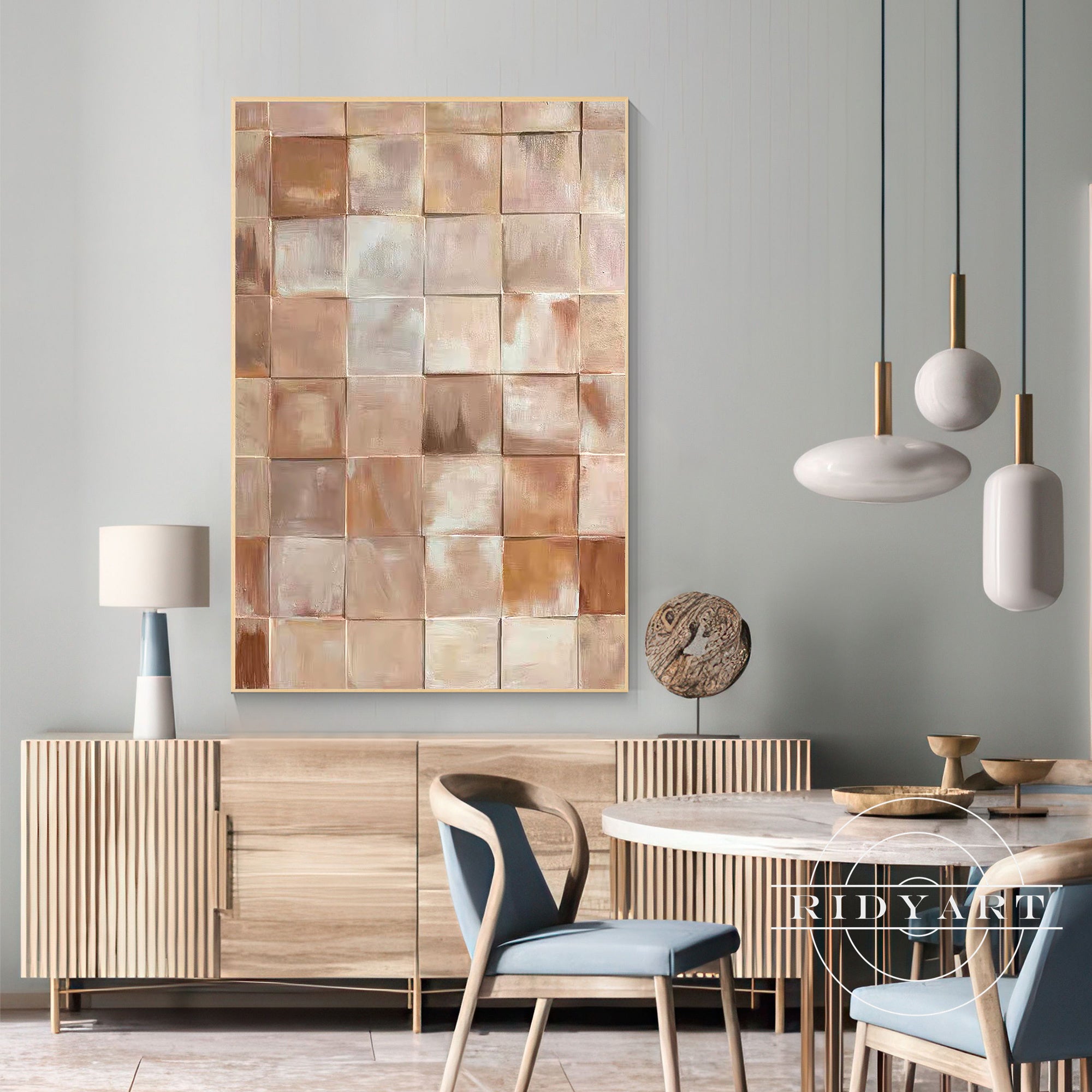 Large brown wood carved wall art minimalist boho aesthetic