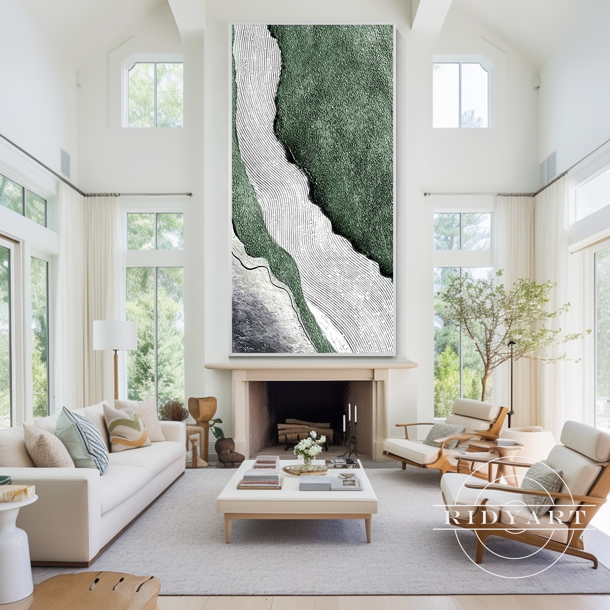 Contemporary ocean artwork in textured coastal style