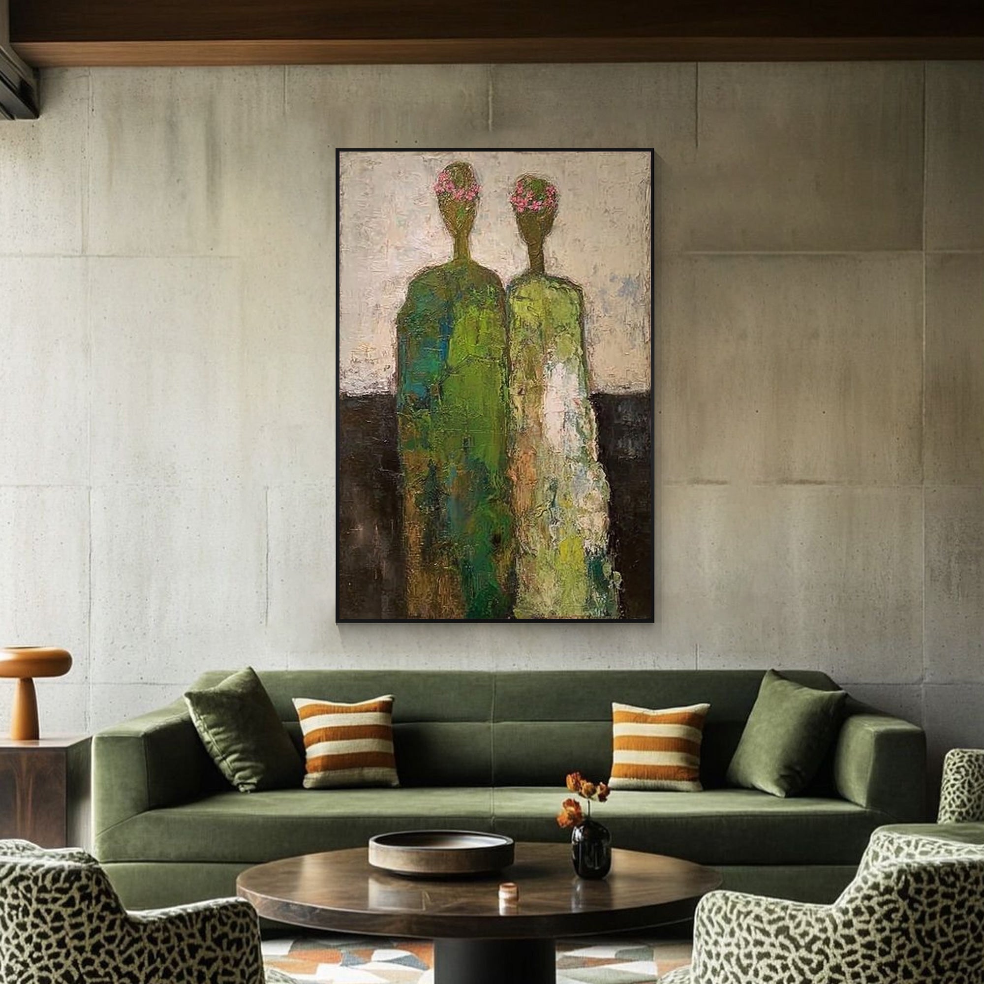 Large figurative floral wall art for living room decor