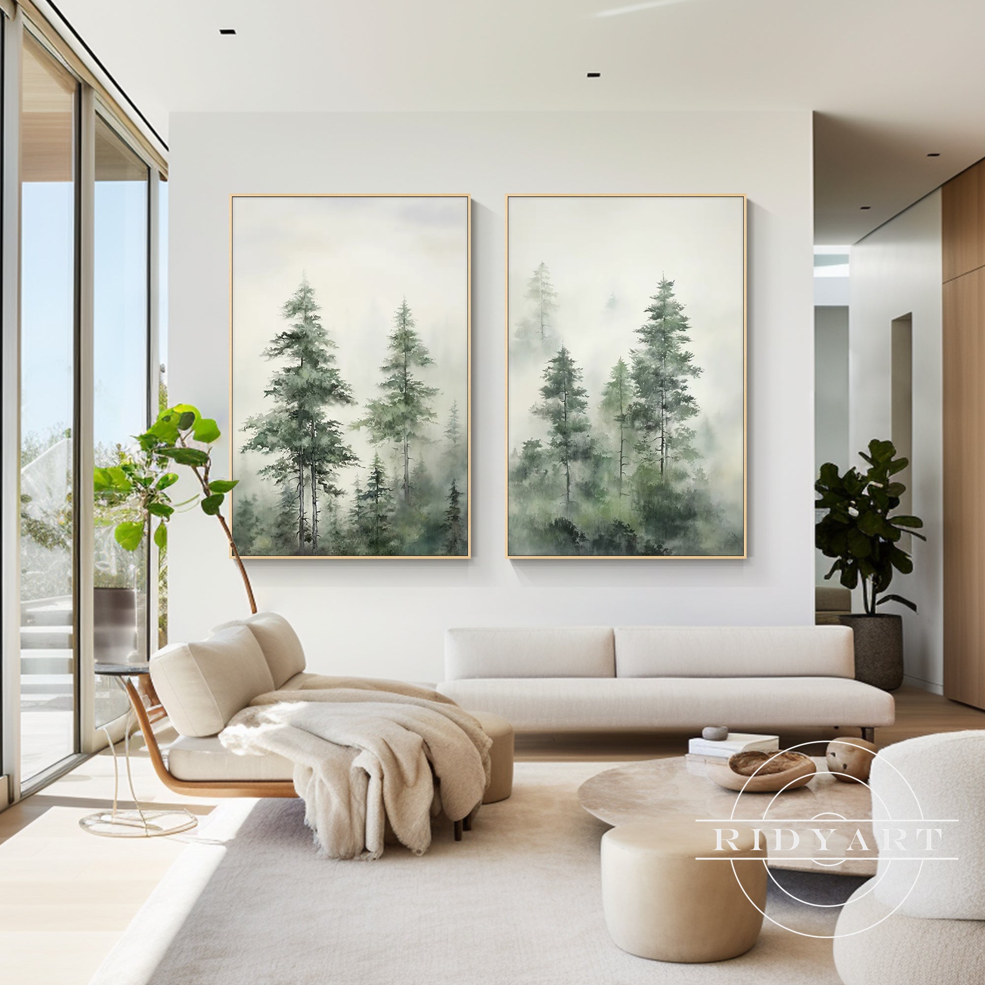 Misty forest canvas painting set