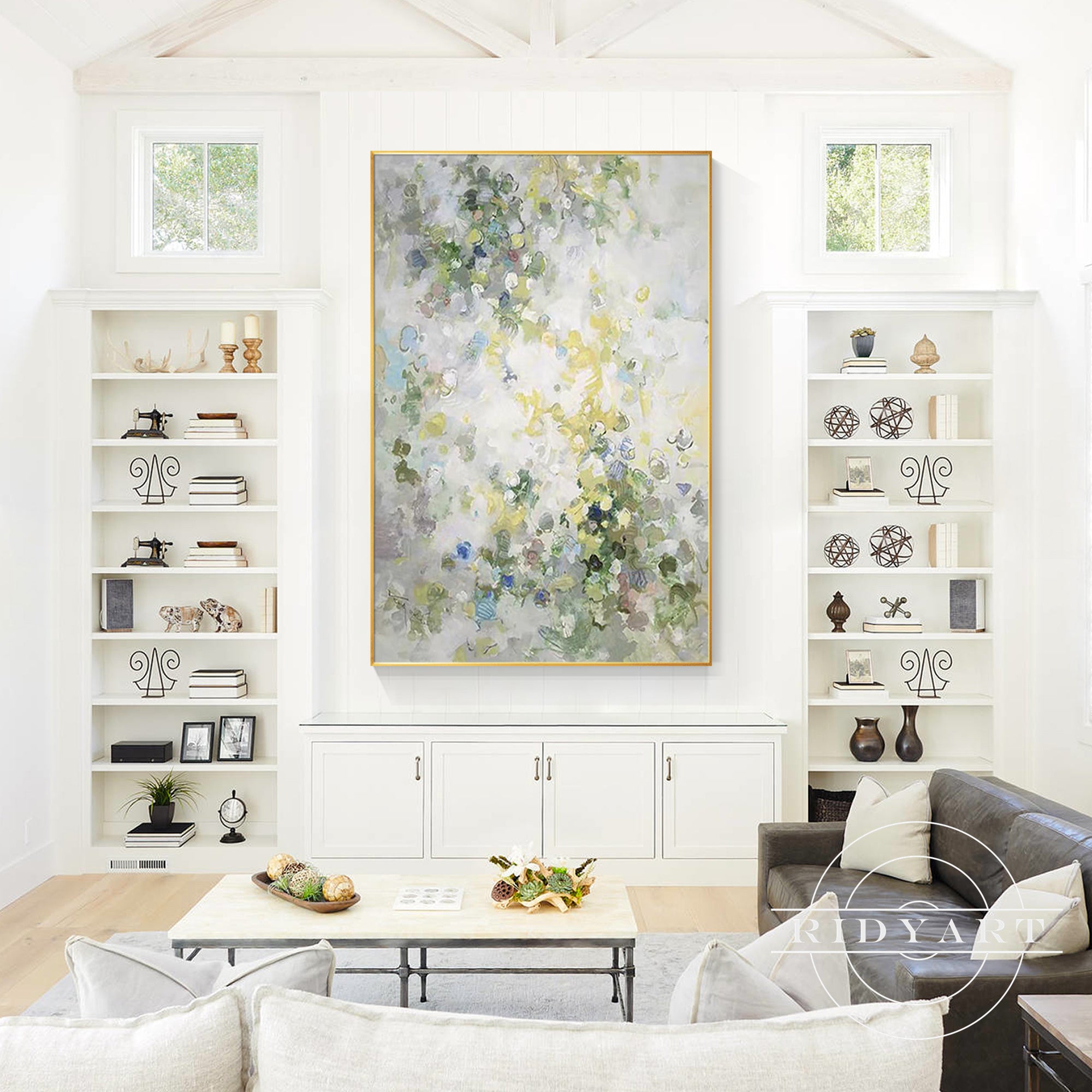 Extra large green wall art decor