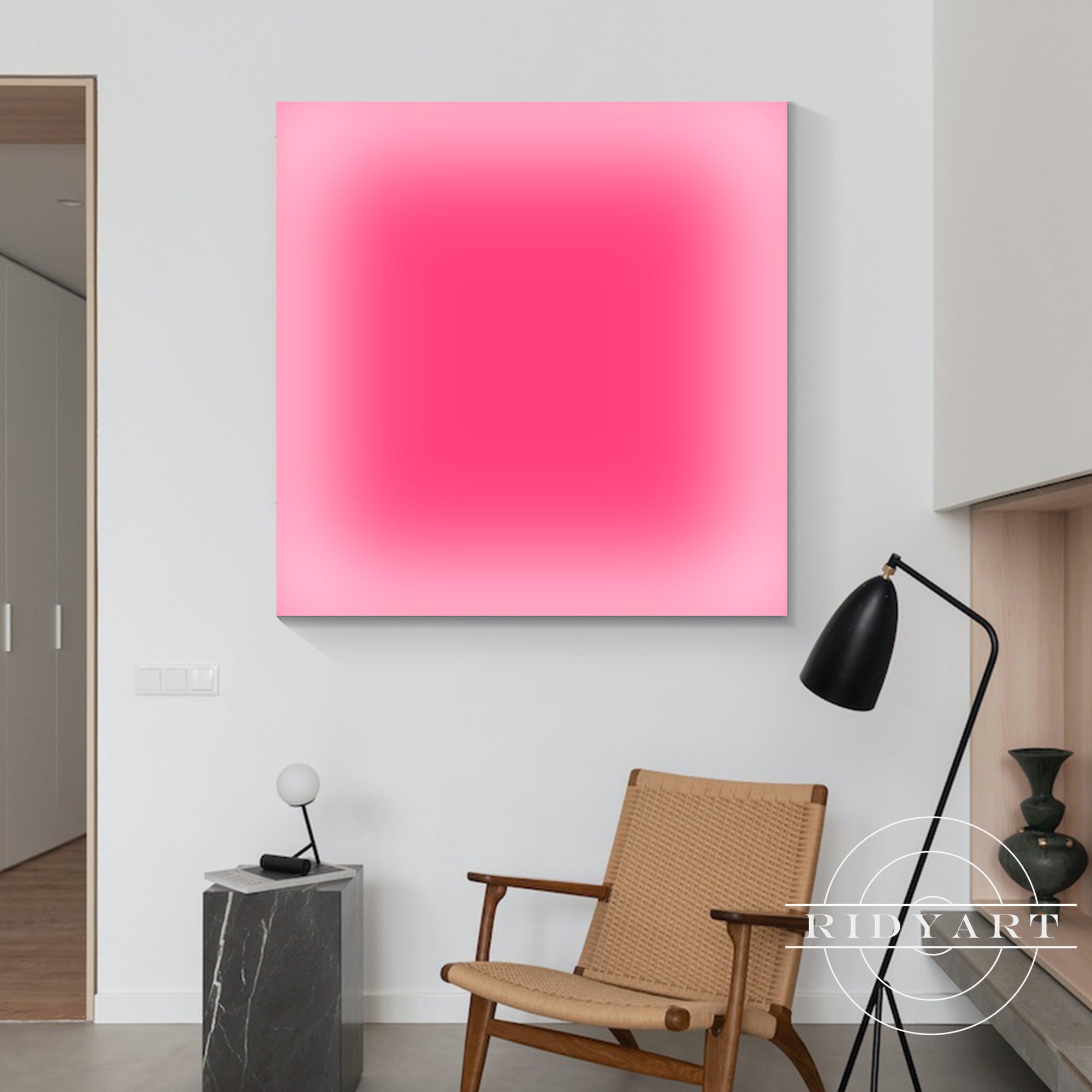 Large abstract pink wall art on canvas