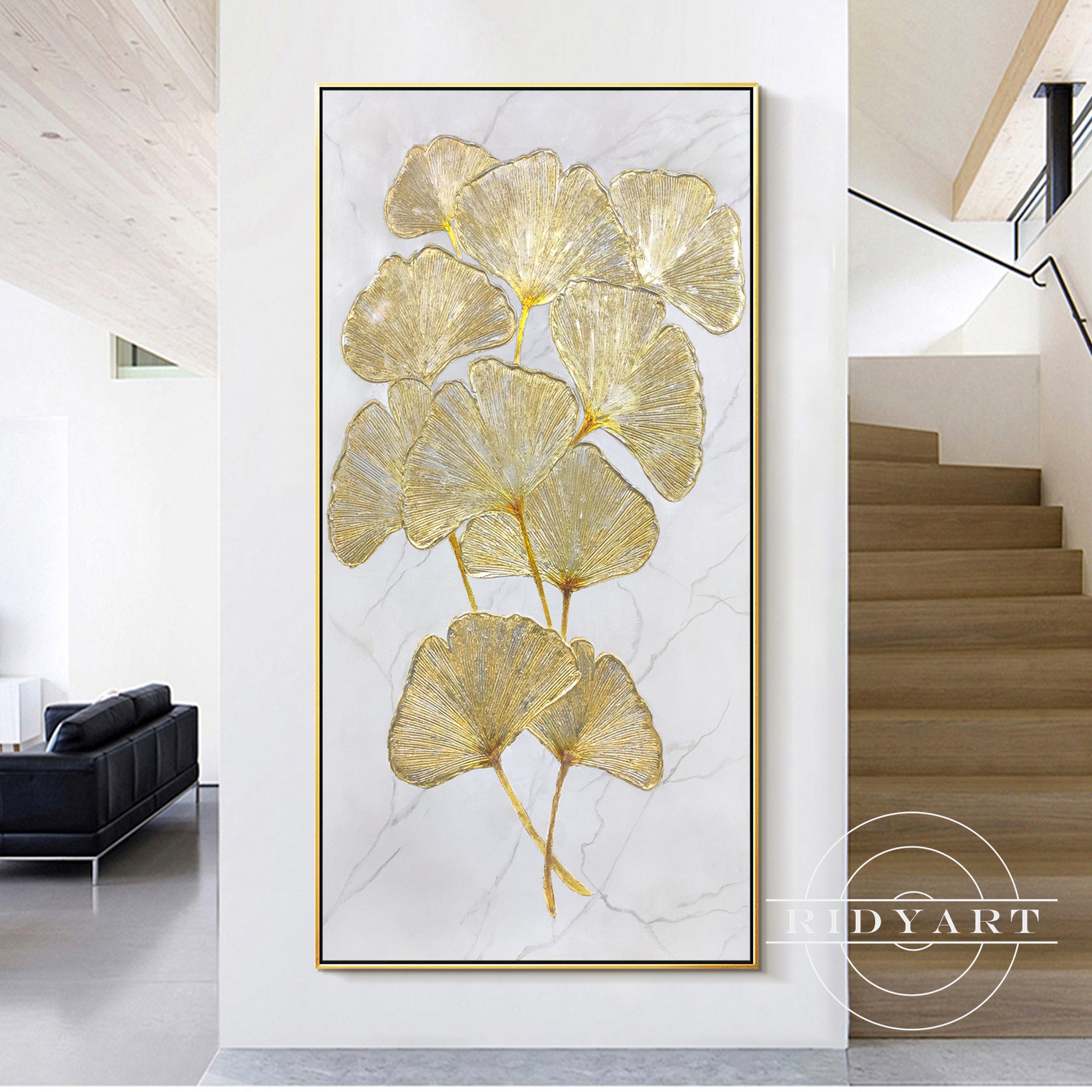 Original leaf art on canvas