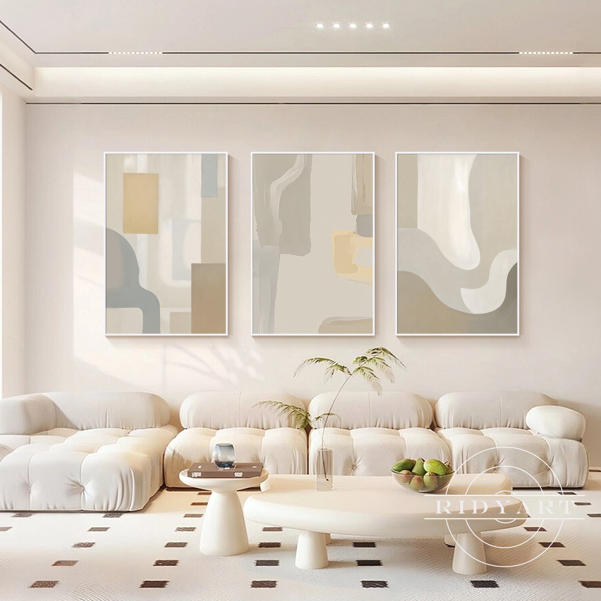 Minimalist geometric shapes painting on canvas