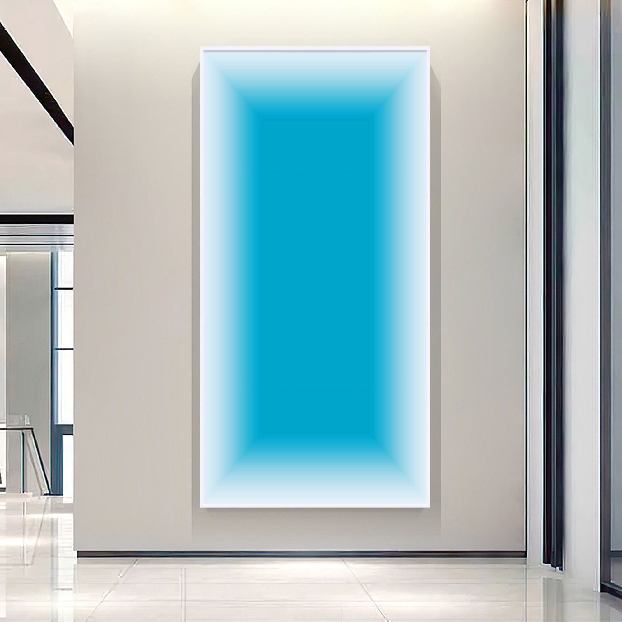 Minimalist abstract blue wall décor with smooth gradient