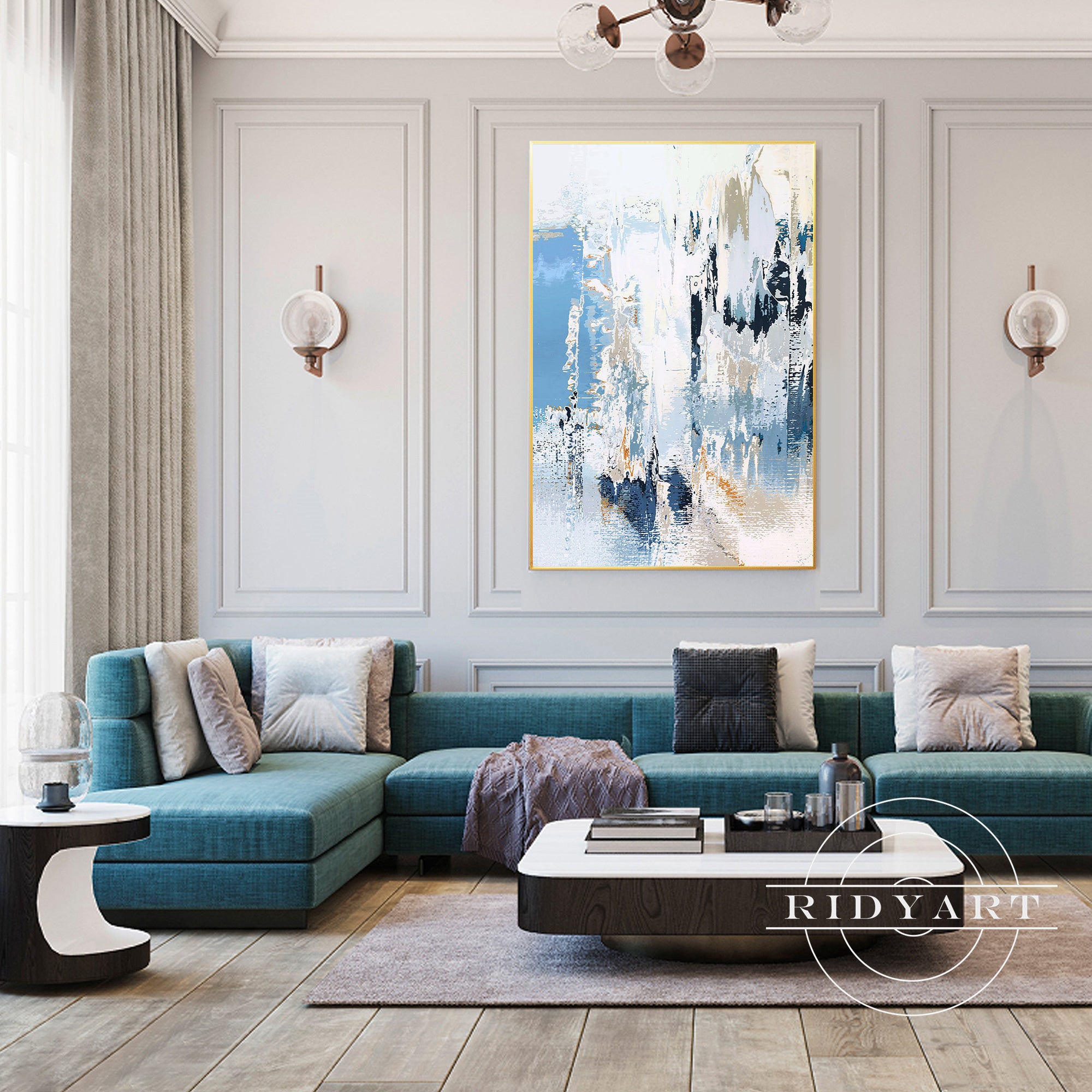Large modern canvas painting for boho or minimalist decor
