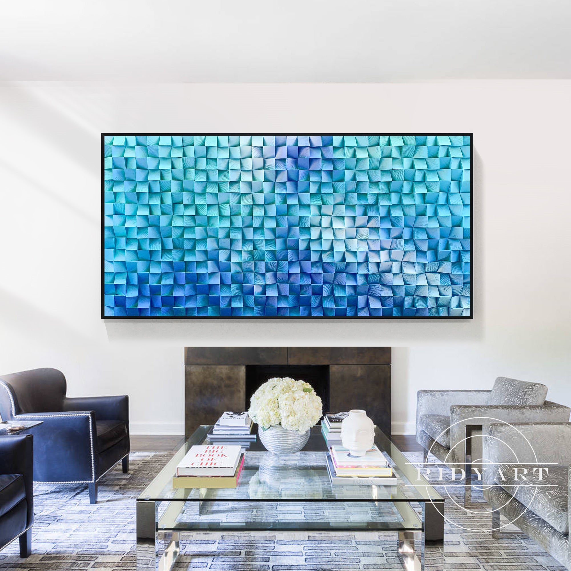 Handmade wooden art piece for modern living room
