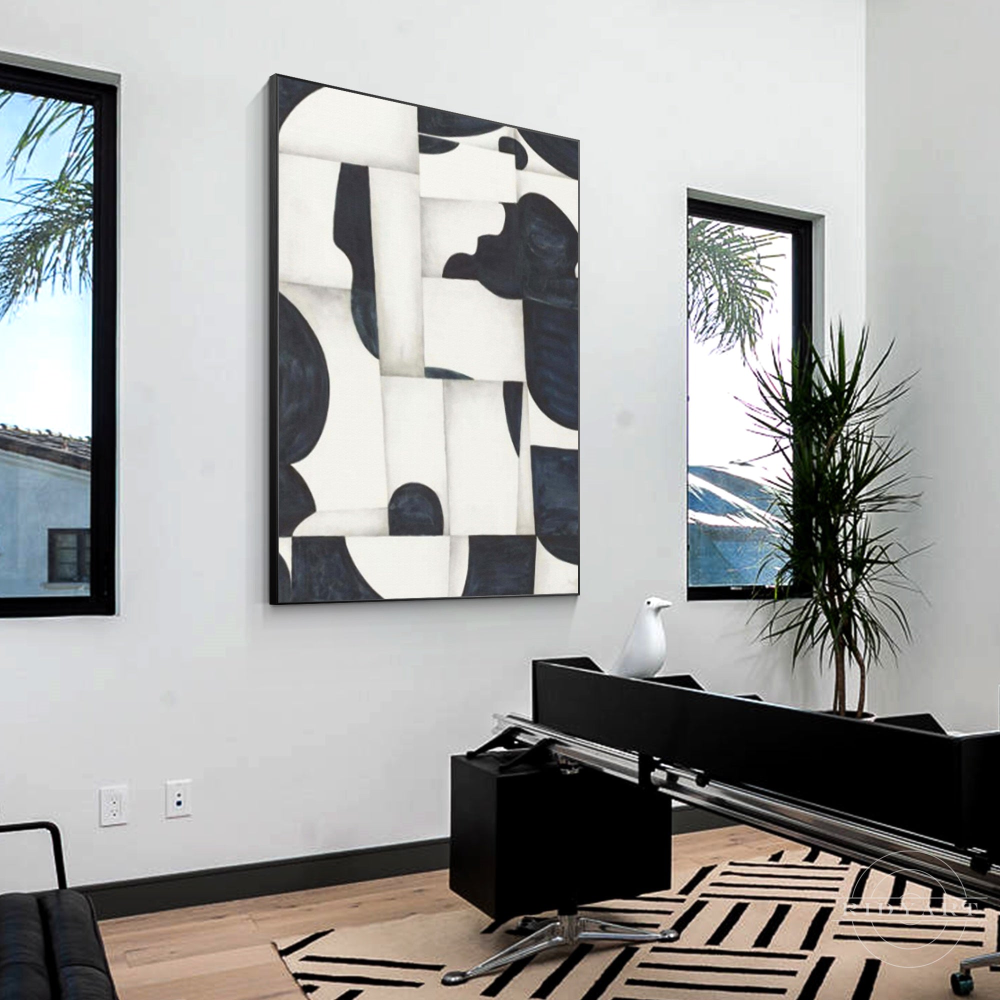 Extra large vertical abstract wall art
