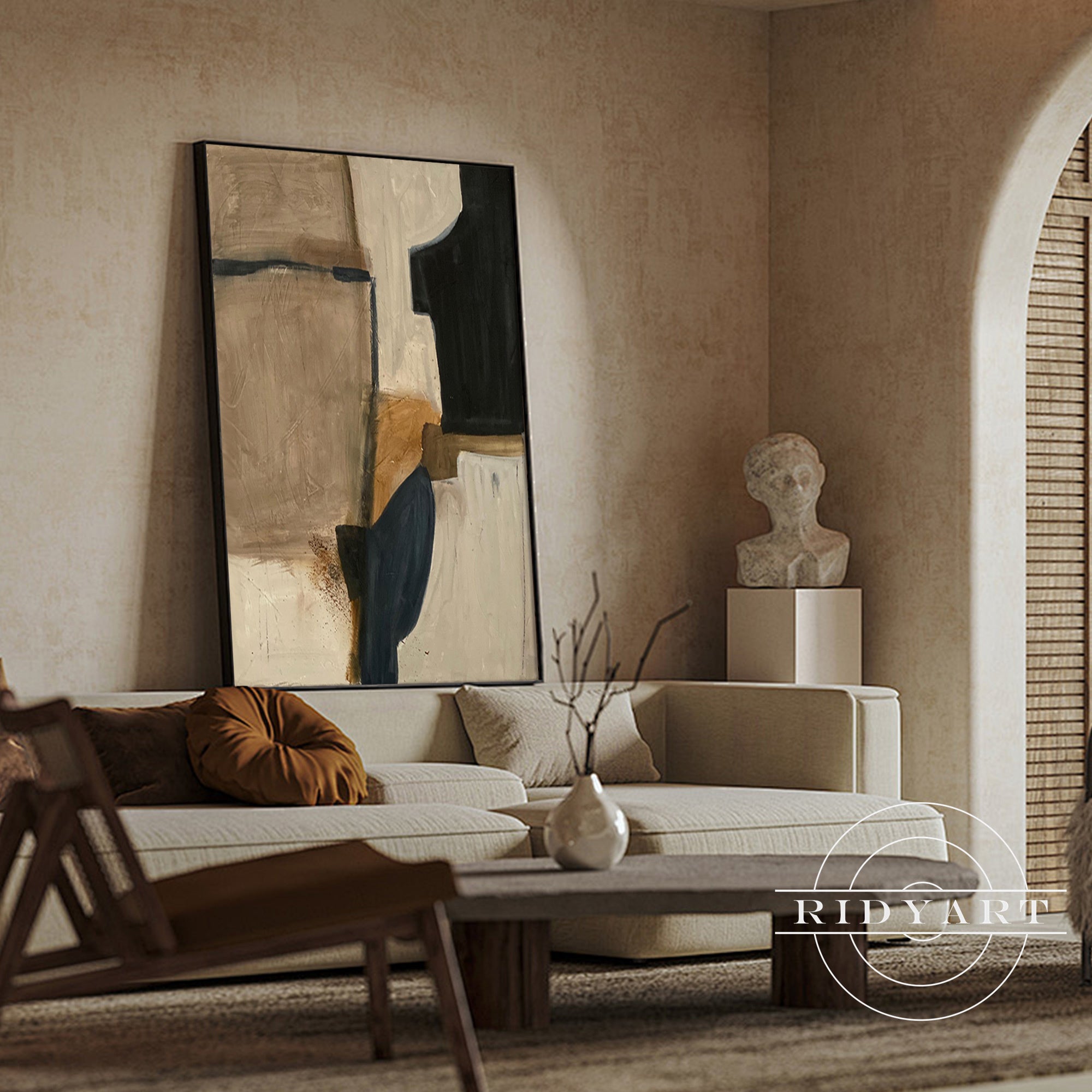 Extra large earthy tone wall painting