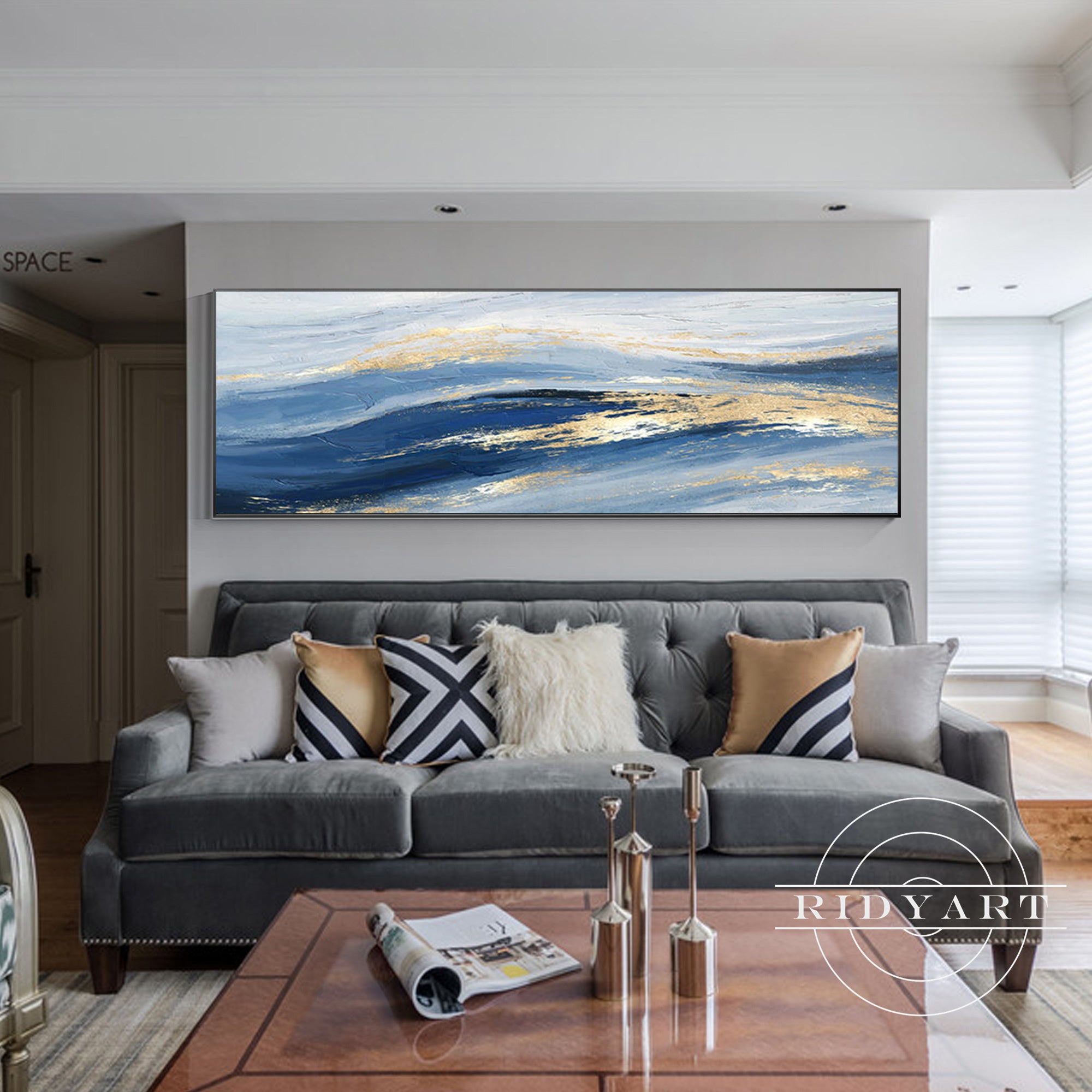 Elegant navy blue wall art for modern home interiors