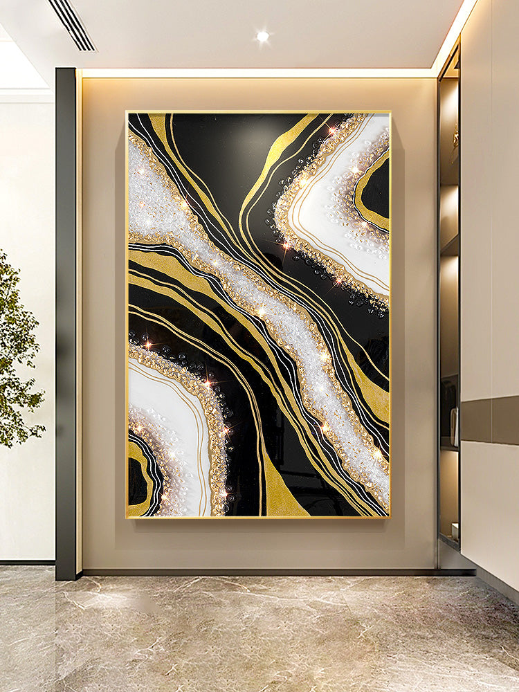 Luxuriöses Gemälde aus Kunstharz mit Geode und Kristallen, gerahmt