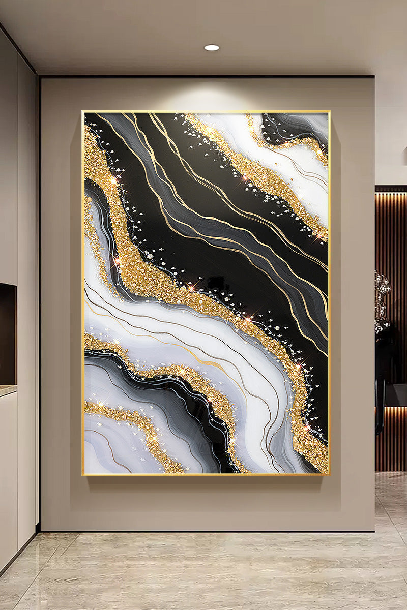 luxurious  resin Geode Black And Gold Art