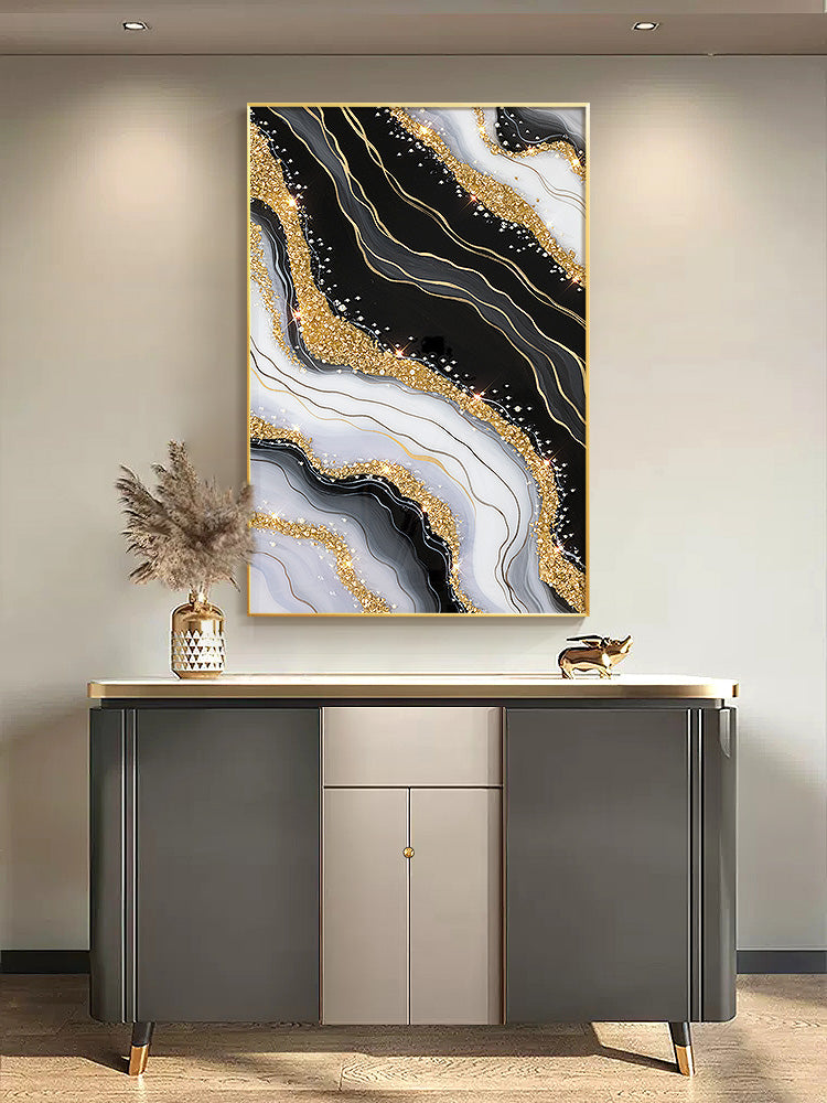 luxurious  resin Geode Black And Gold Art