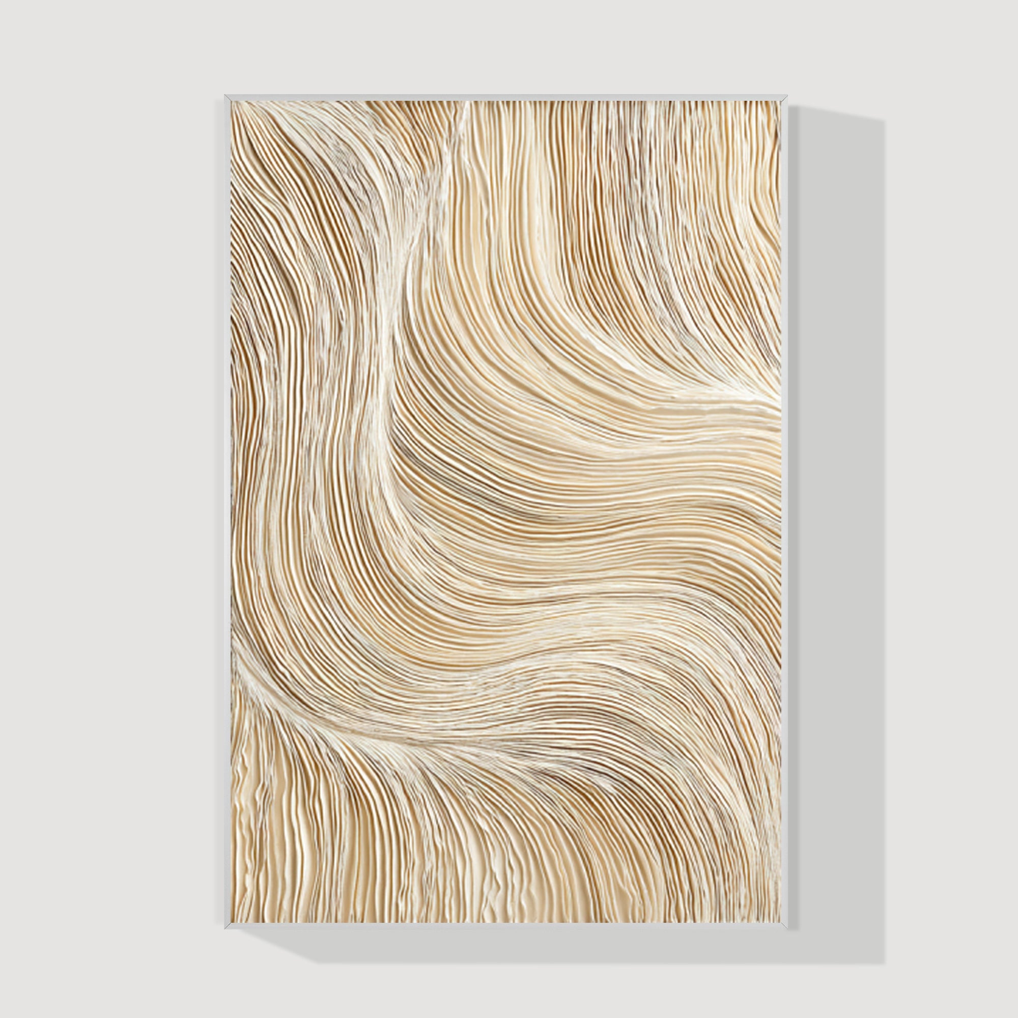 Hand-painted beige 3D abstract painting