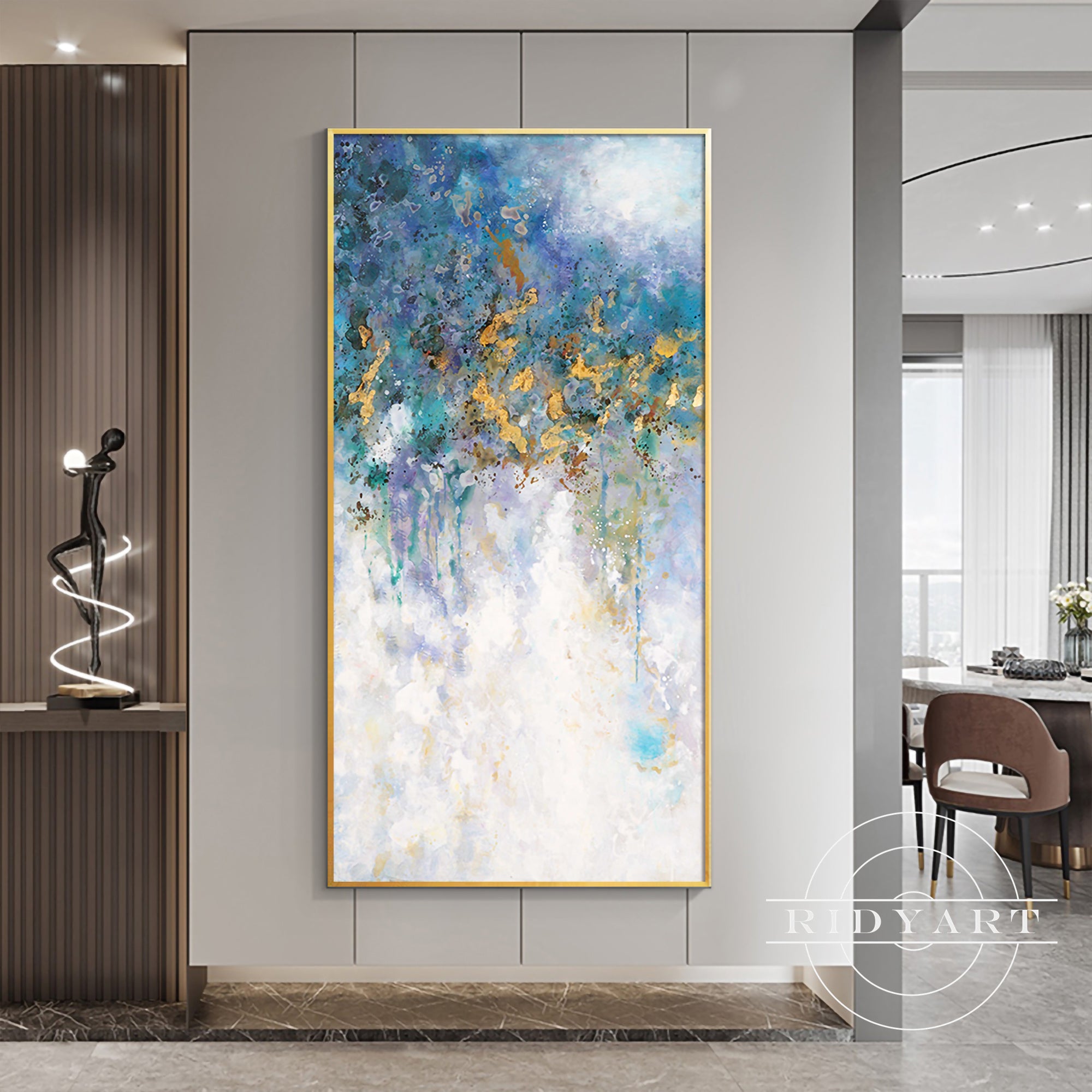 Elegant textured canvas in navy and gold