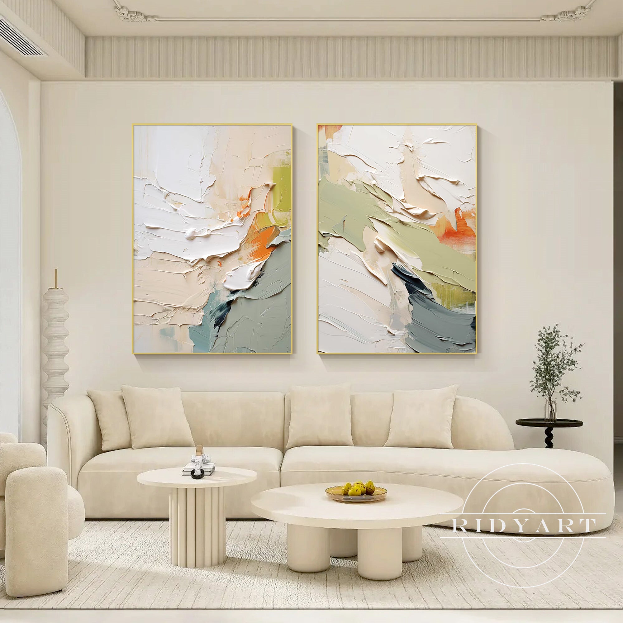 Calm earthy tone canvas wall paintings