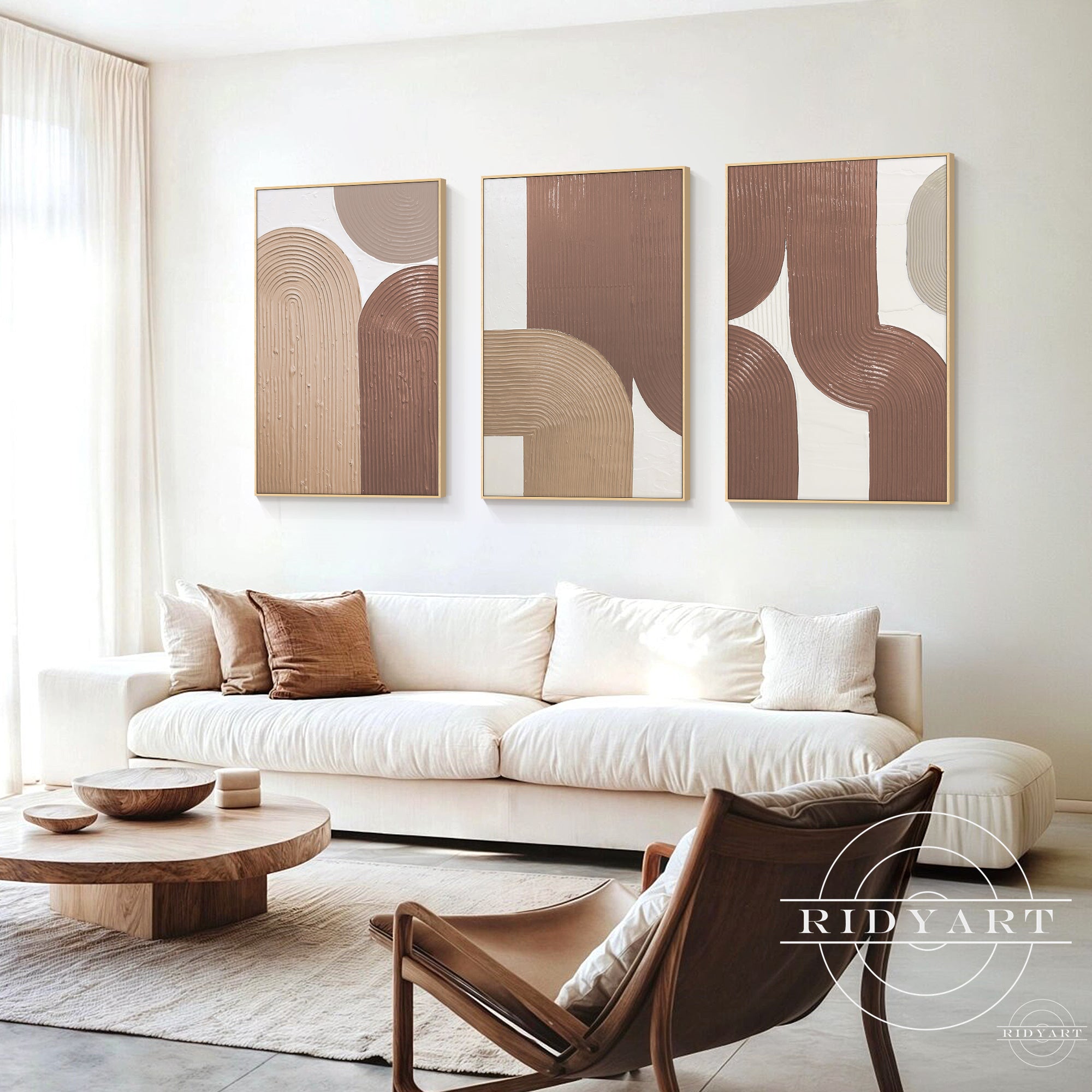 minimalist arch canvas wall art neutral brown