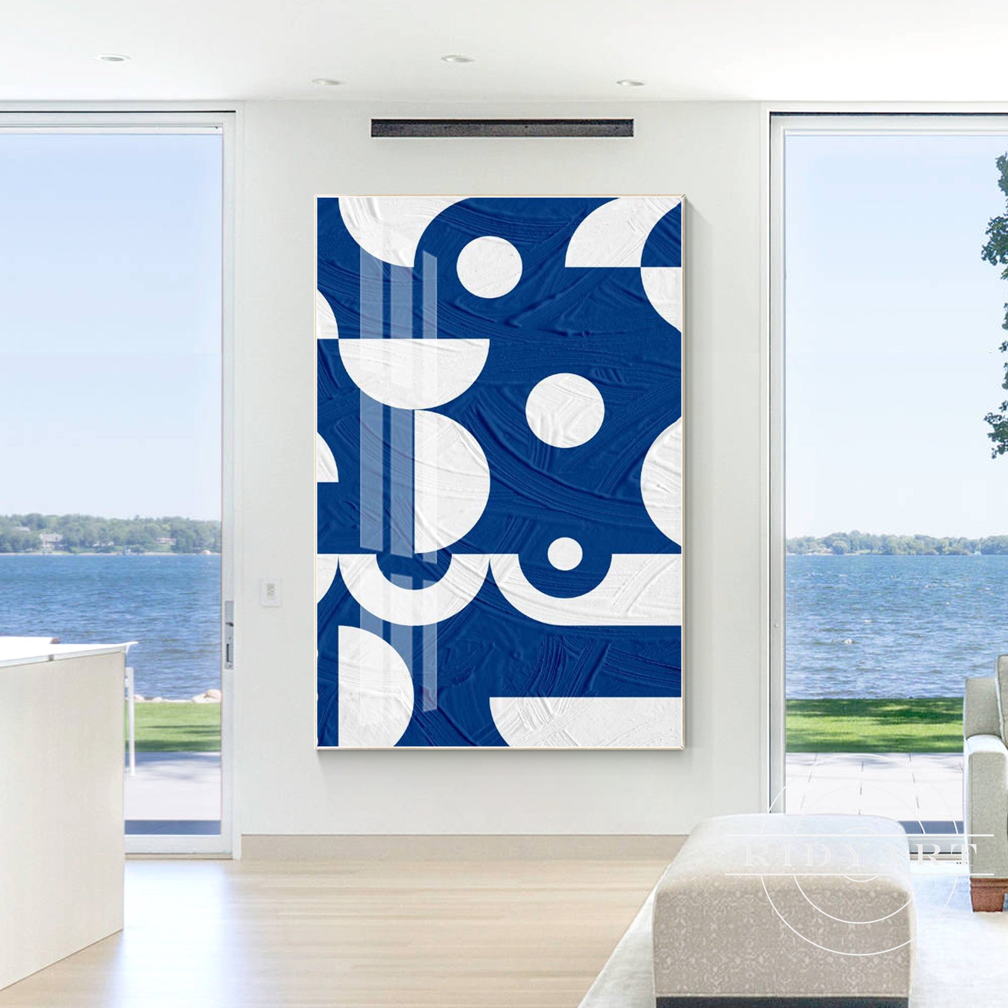Minimalist framed geometric art for living room