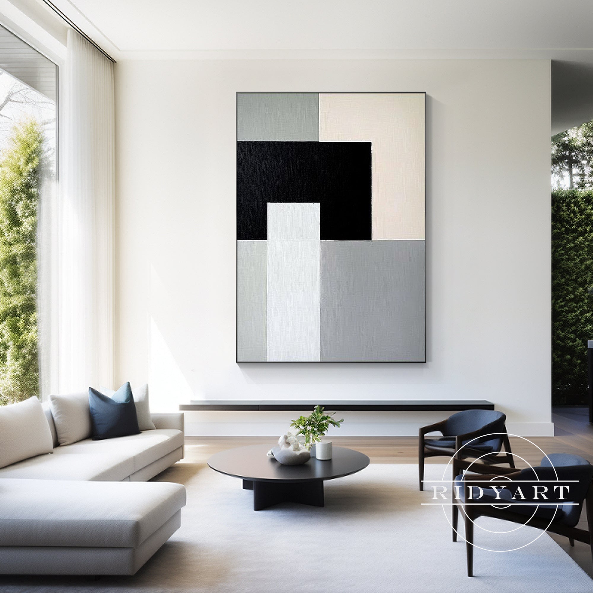 Large minimalist abstract wall decor in earthy tones