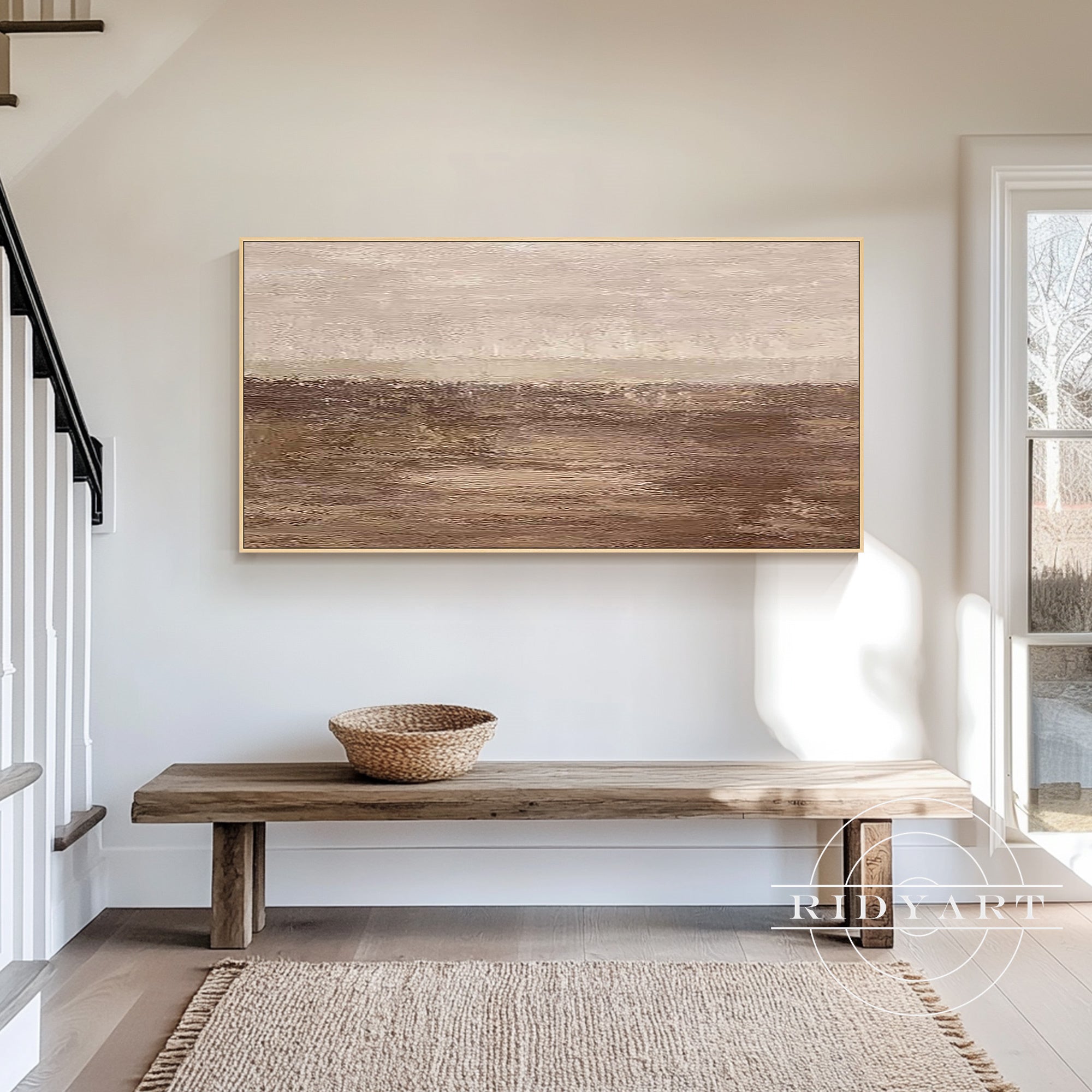 Hand-painted Wabi Sabi wall art brown and beige tones