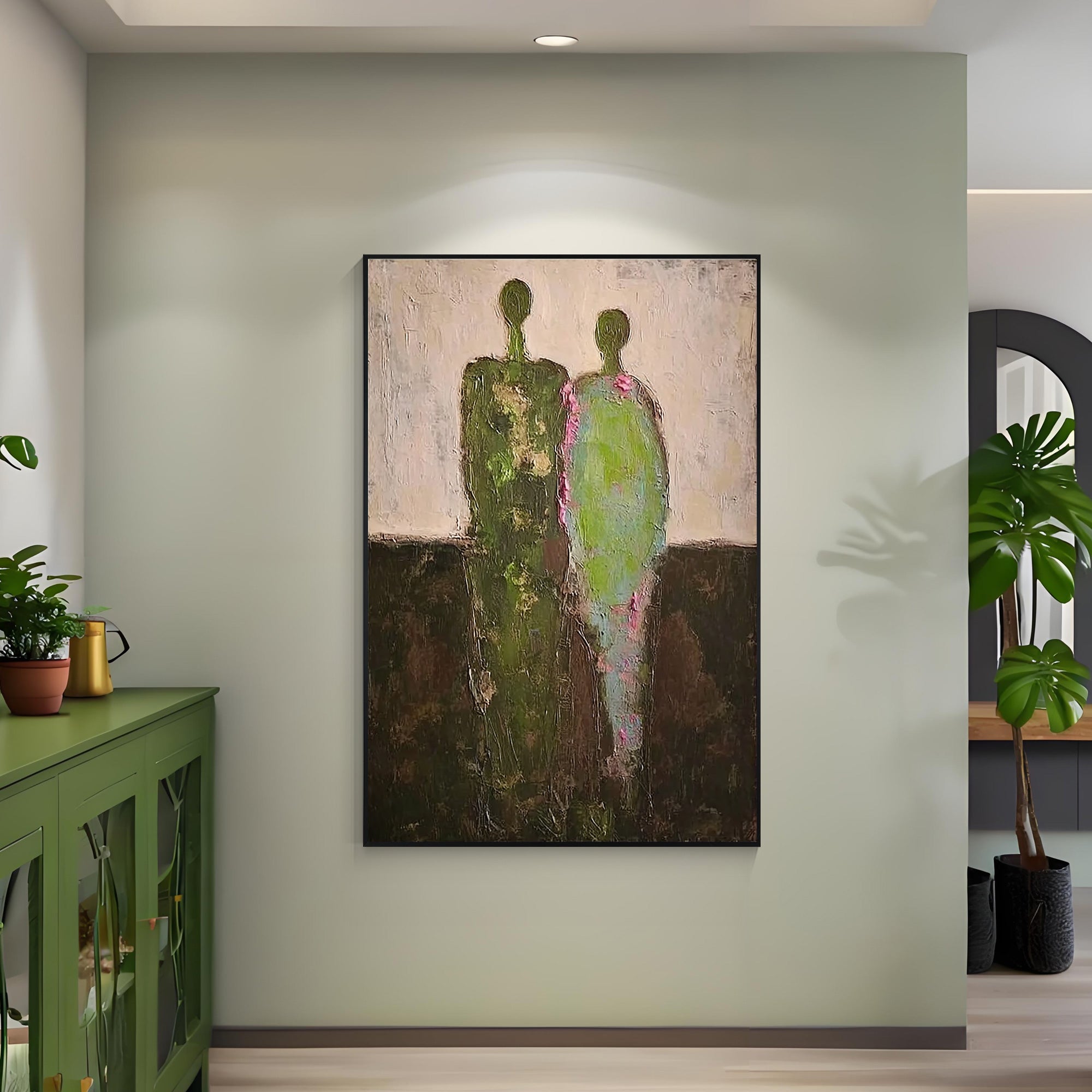Minimalist figurative floral painting for living room