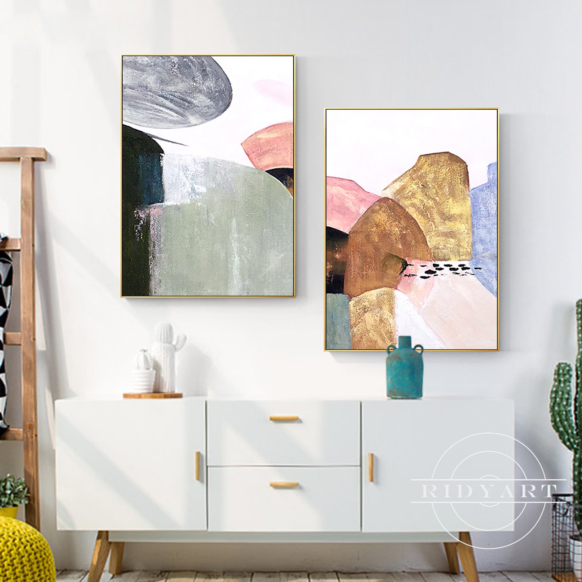 Minimalist boho mountain wall art for home decor