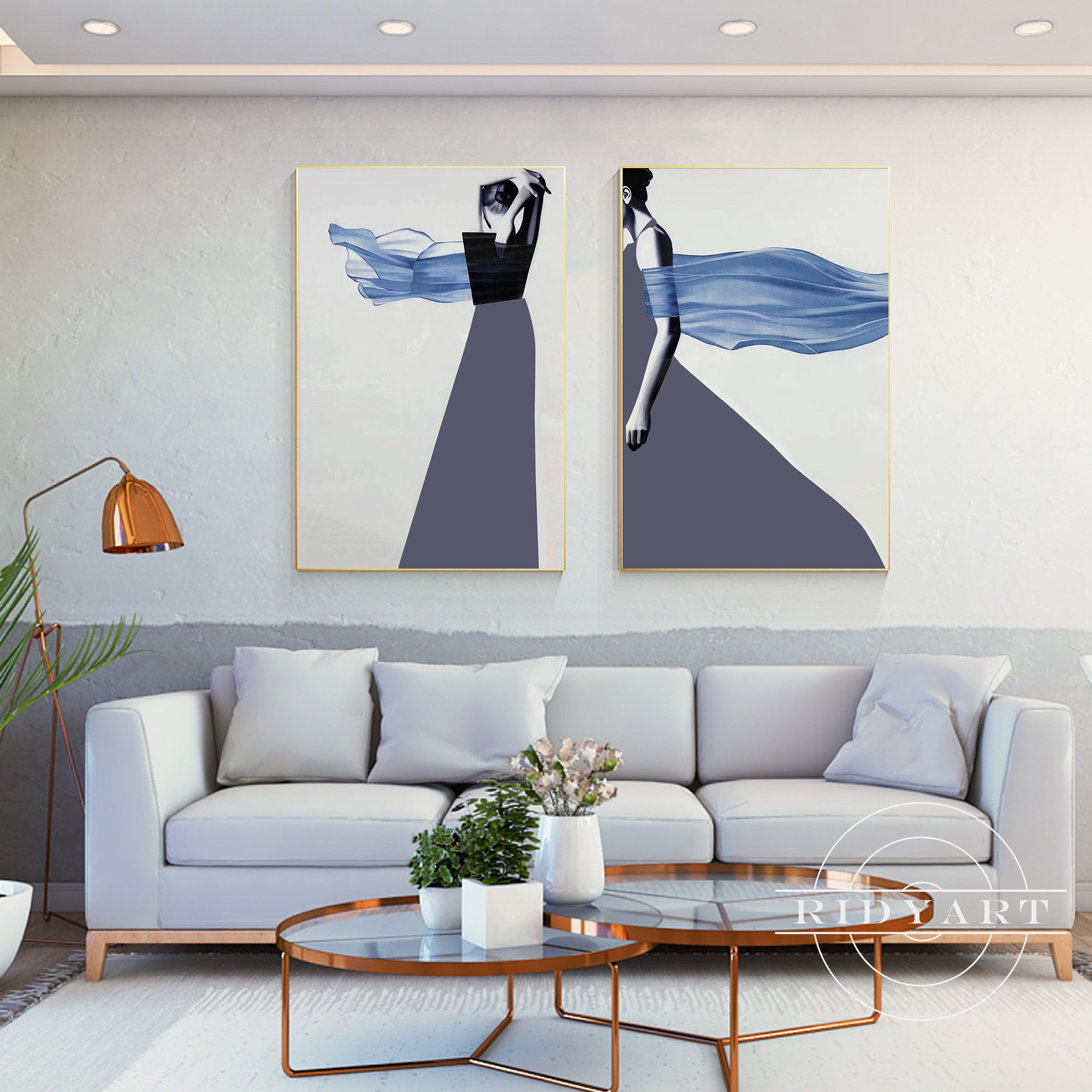 Elegant woman silhouette wall decor set