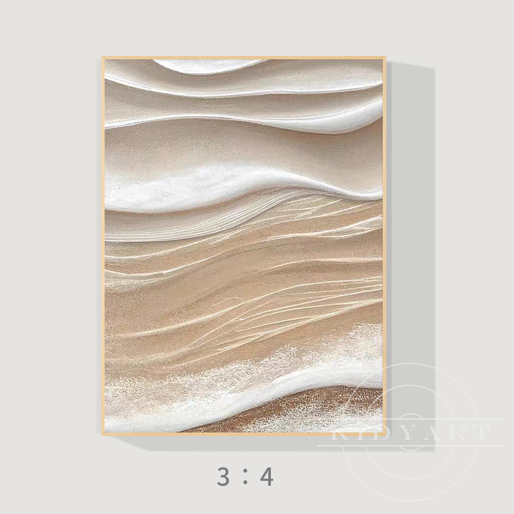 Beige abstract wall decor with sculptural texture detail