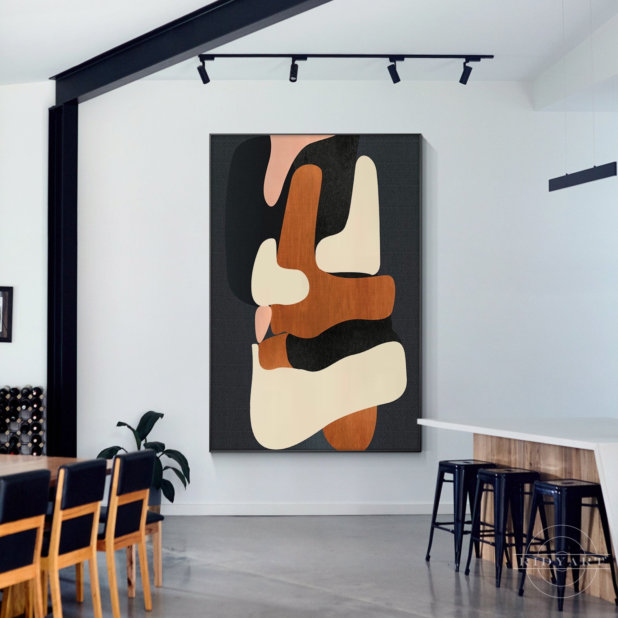 Extra-large abstract painting in neutral tones for home decor