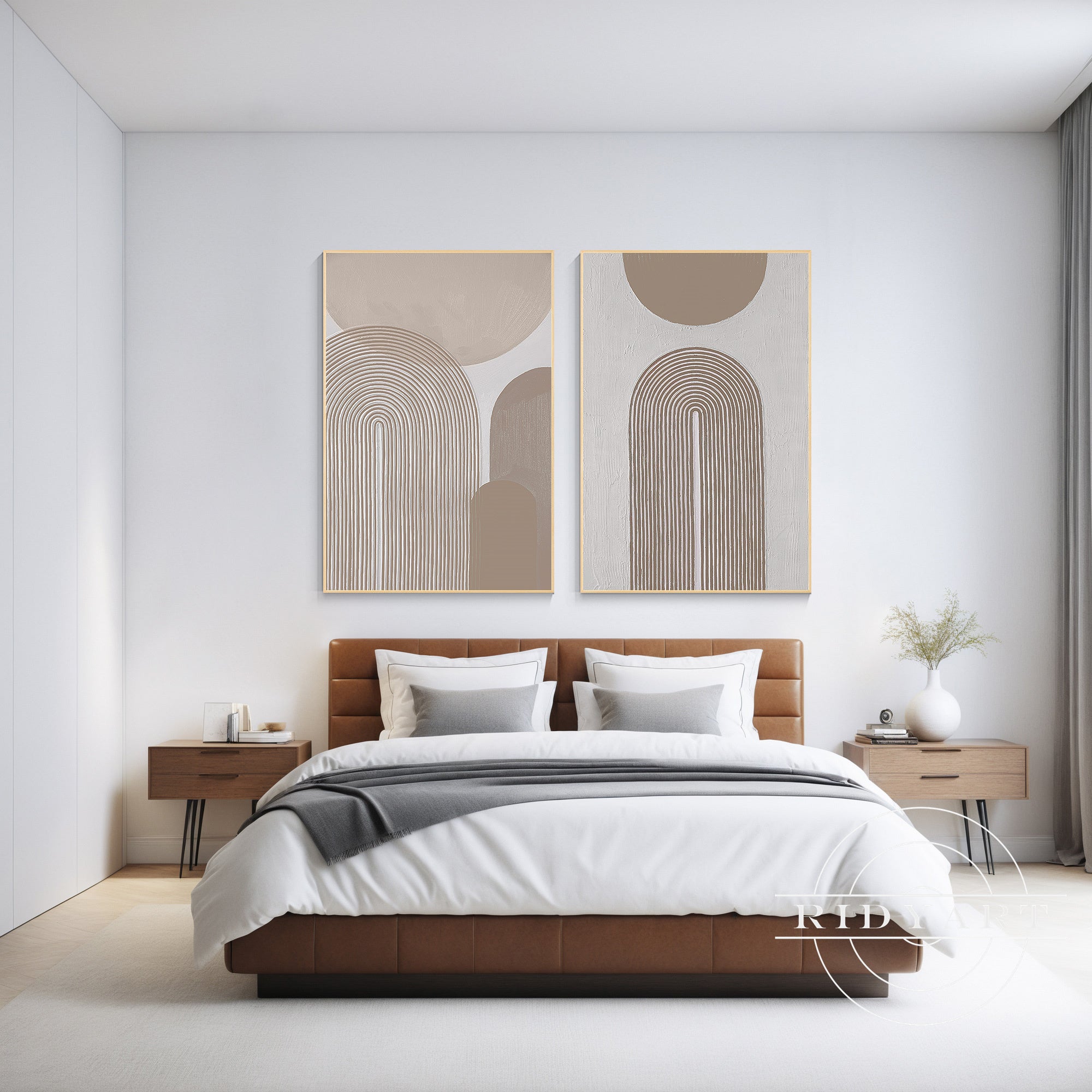 Modern minimalist geometric artwork in neutral tones