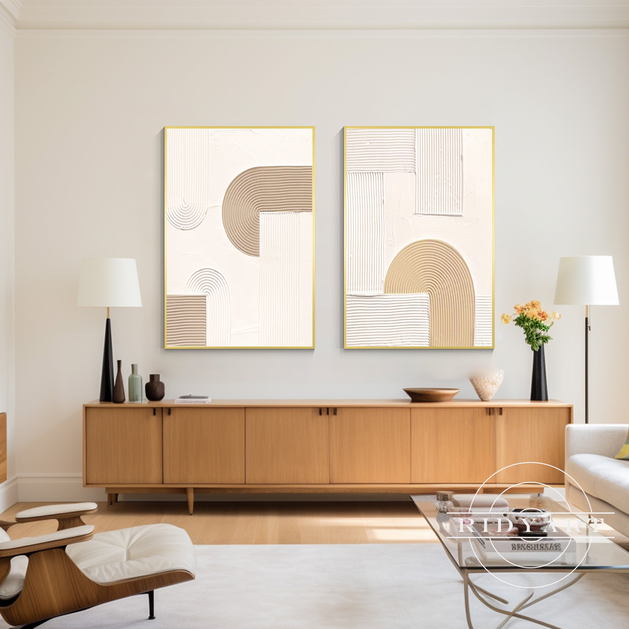 Minimalist beige and brown wall art featuring abstract design and soothing tones, perfect for modern home decor