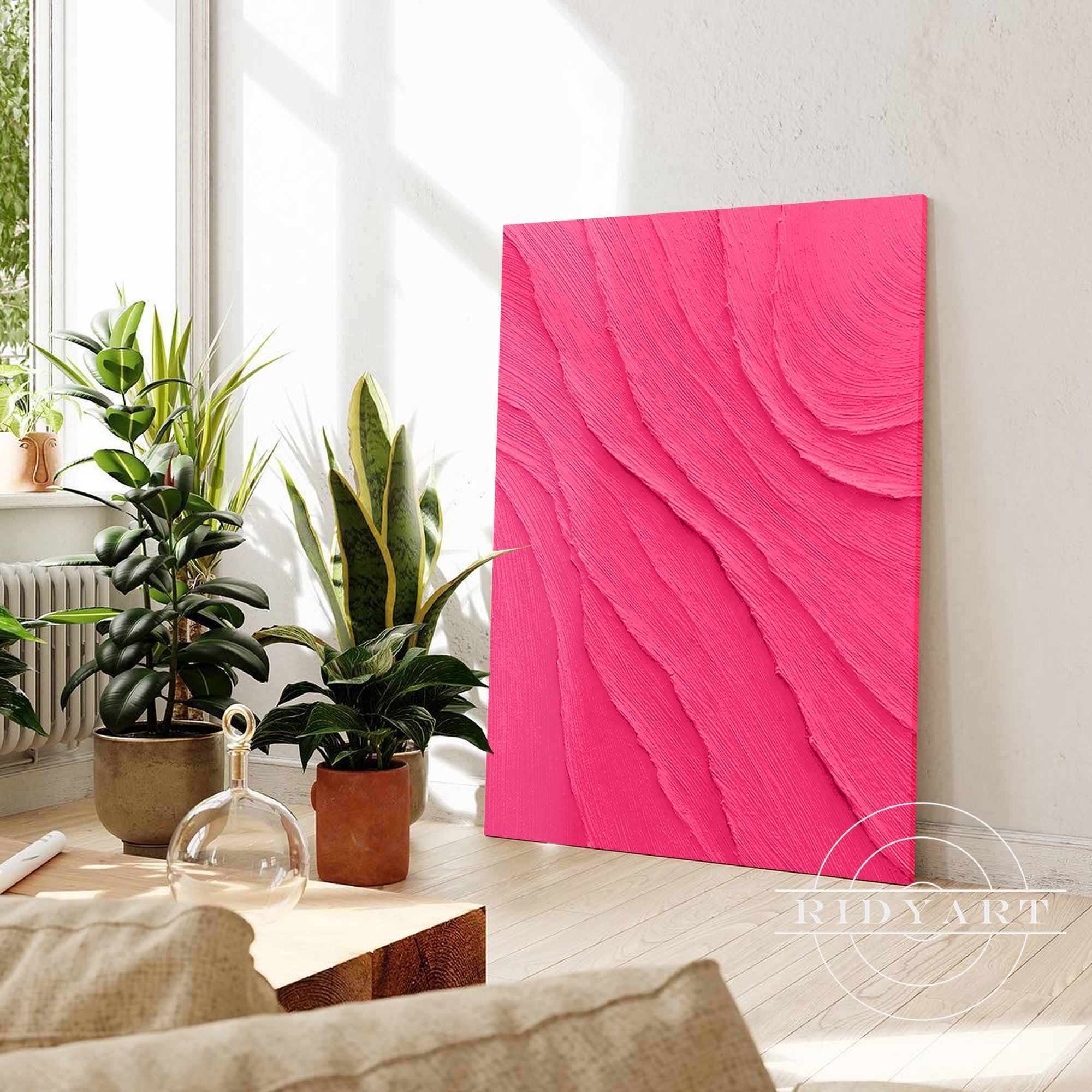 Pink 3D Textured Minimalist Canvas Wall Art