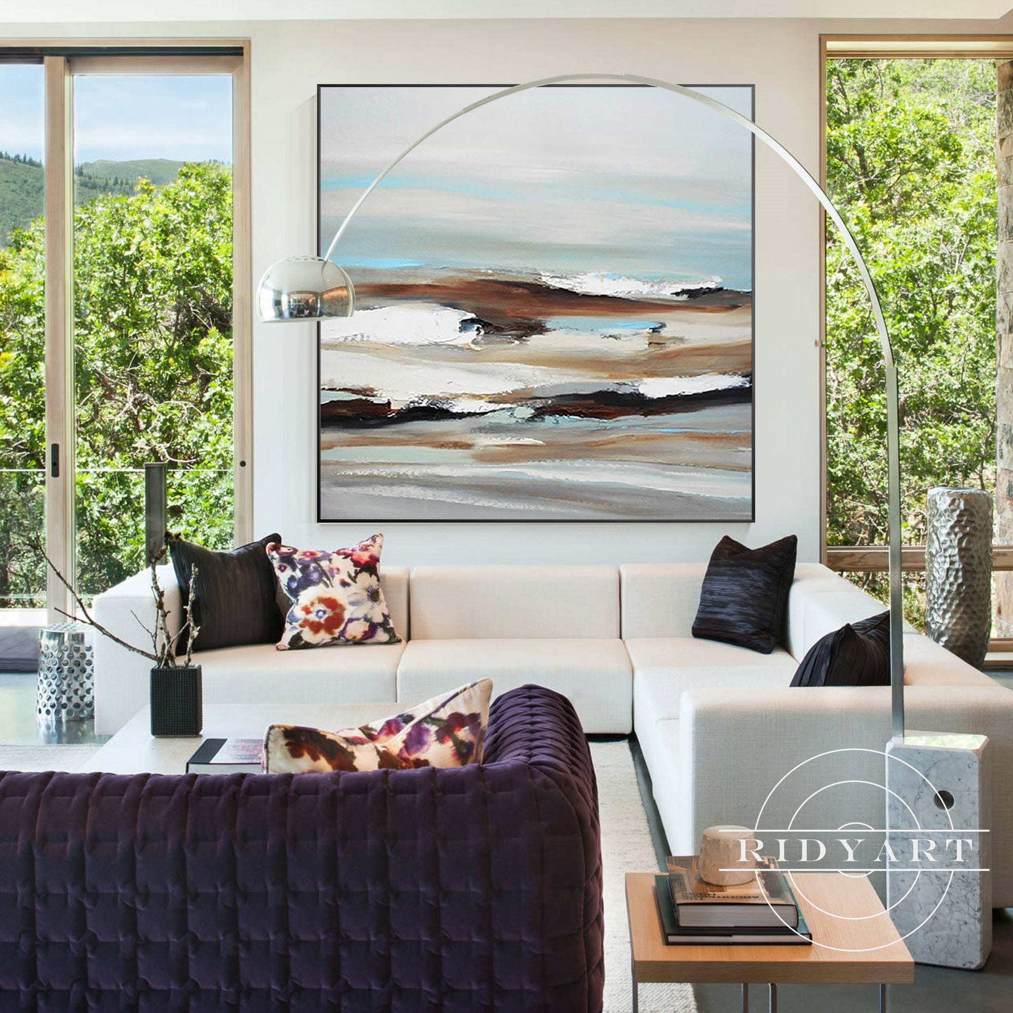 Original hand-painted abstract art for modern living room