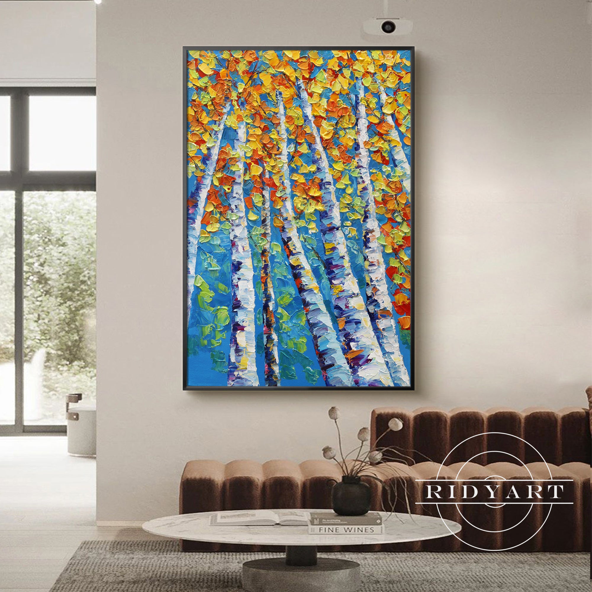 Aspen tree landscape painting in abstract nature style