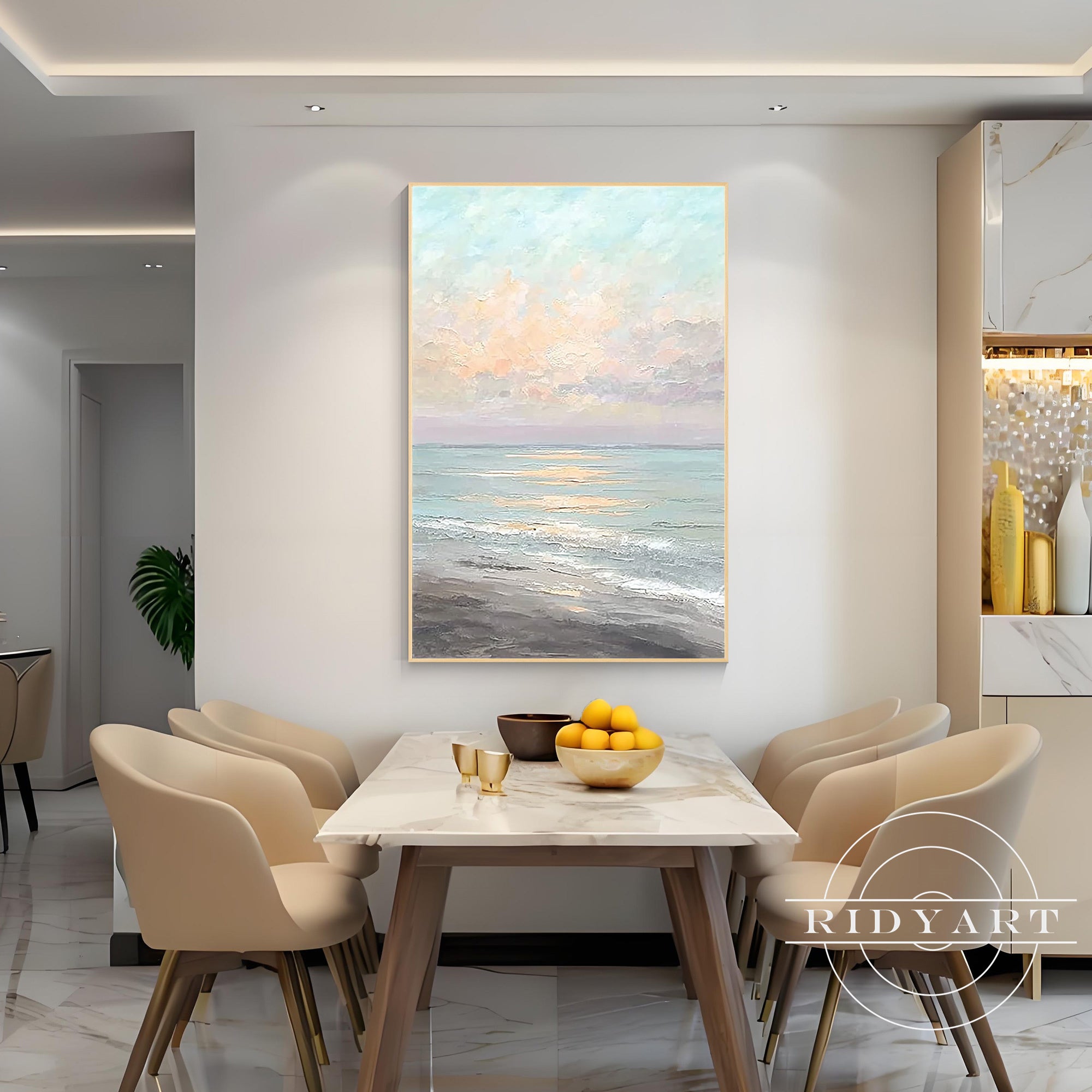 Large seascape canvas modern blue grey wall art