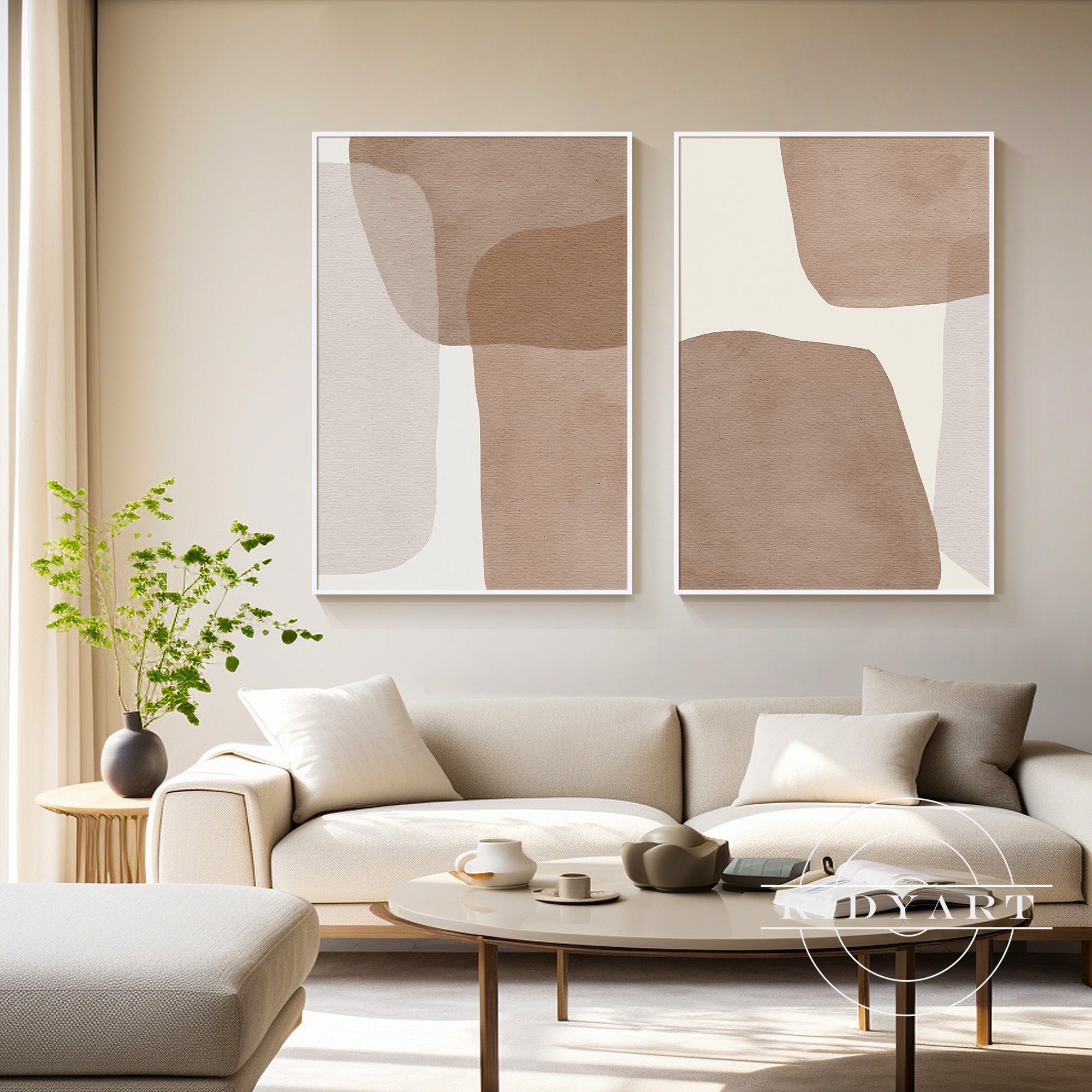 modern-brown-beige-wall-art-livingroom