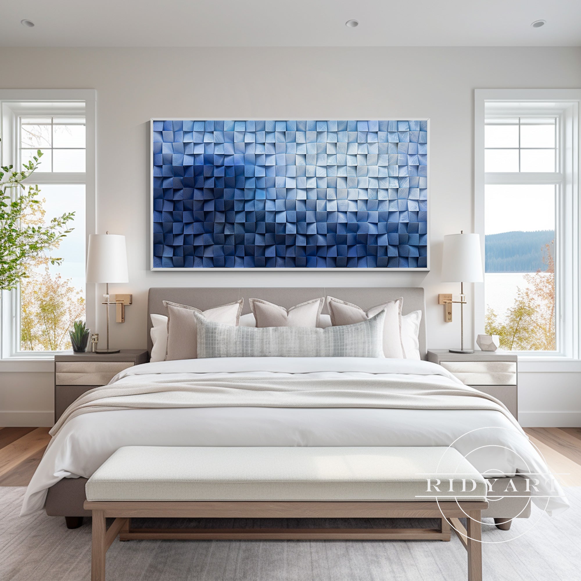 Handcrafted reclaimed wood art for living room or office