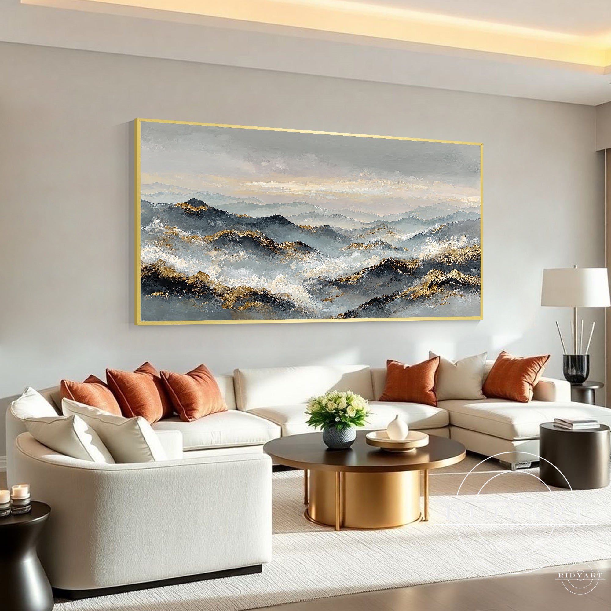 abstract mountain wall decor with textured surface