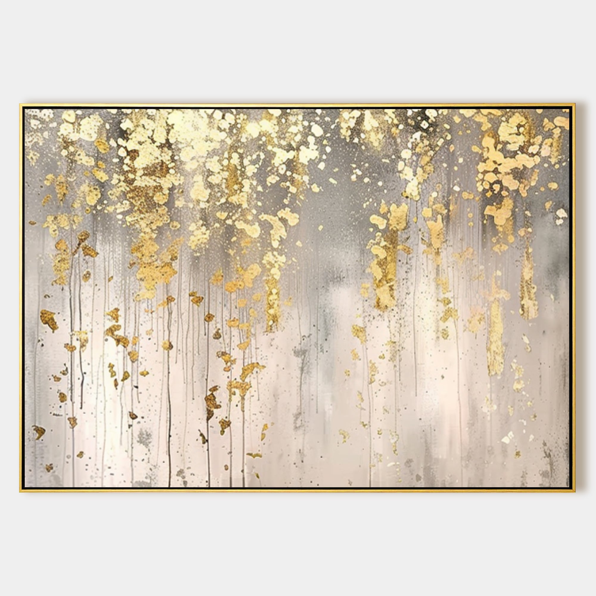 Gold leaf abstract flower wall art for contemporary interiors.
