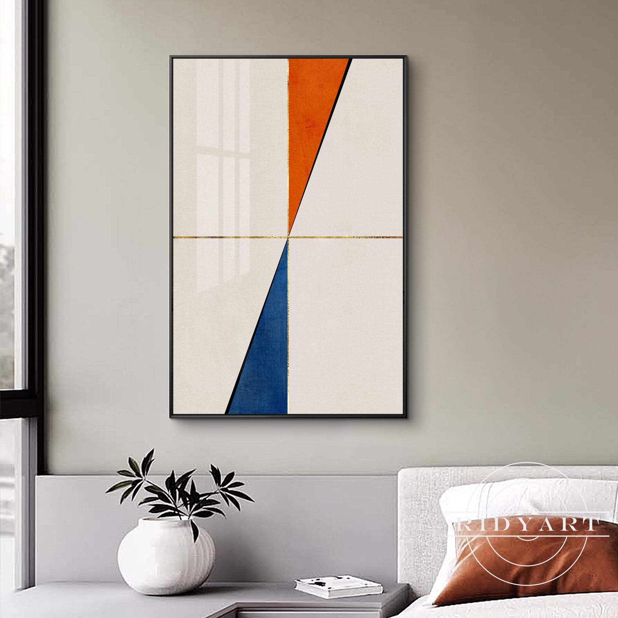 Hand-painted acrylic geometric art set