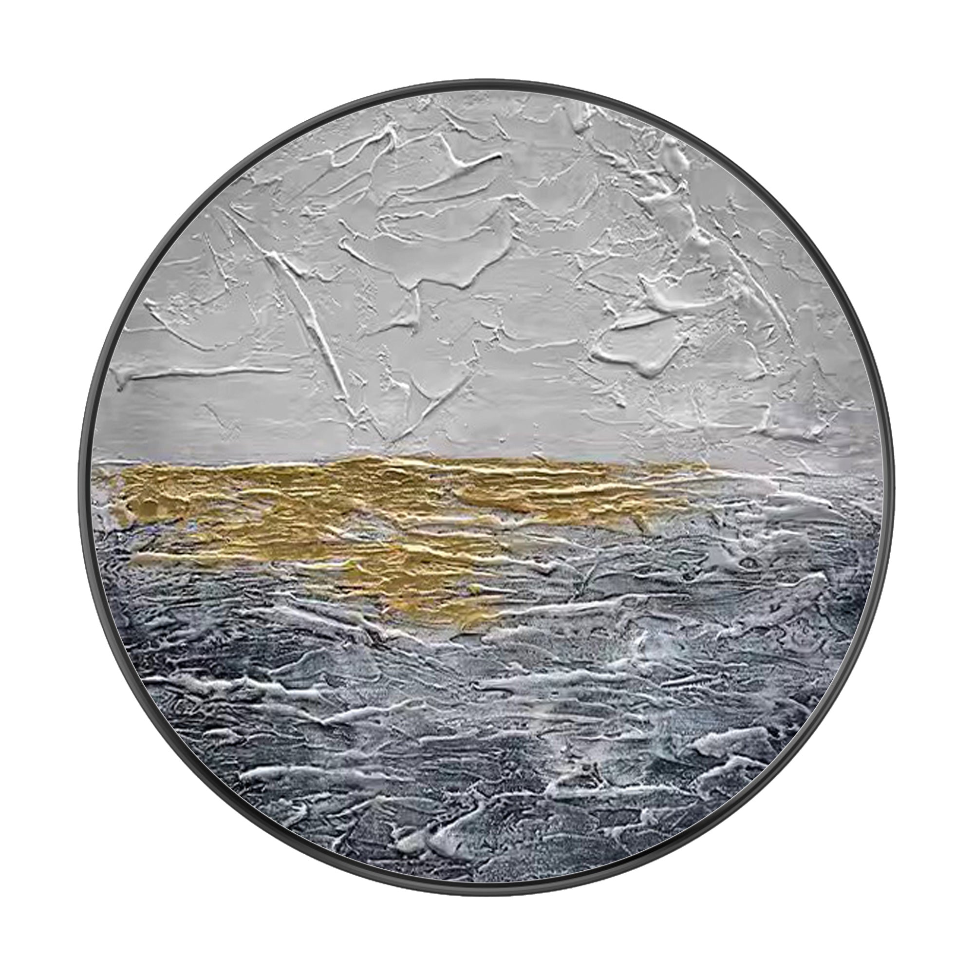 Elegant abstract wall art with gold and gray tones.