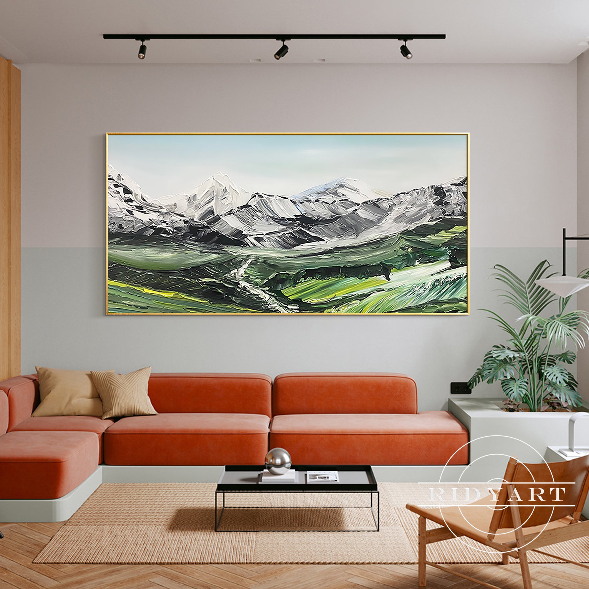 Abstract green nature canvas painting home decor