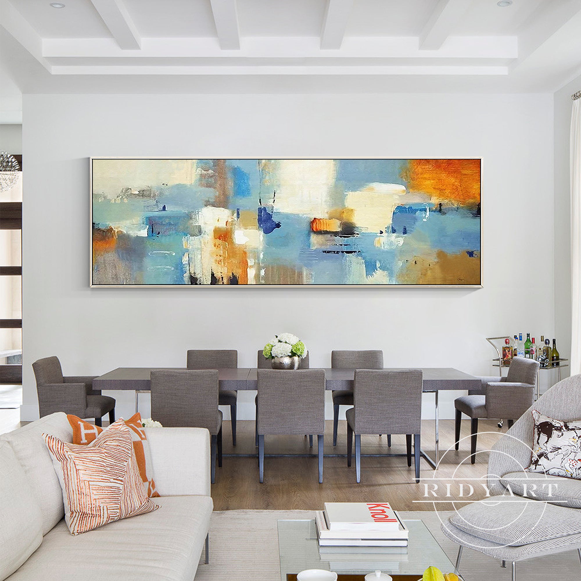 Long horizontal framed modern wall art