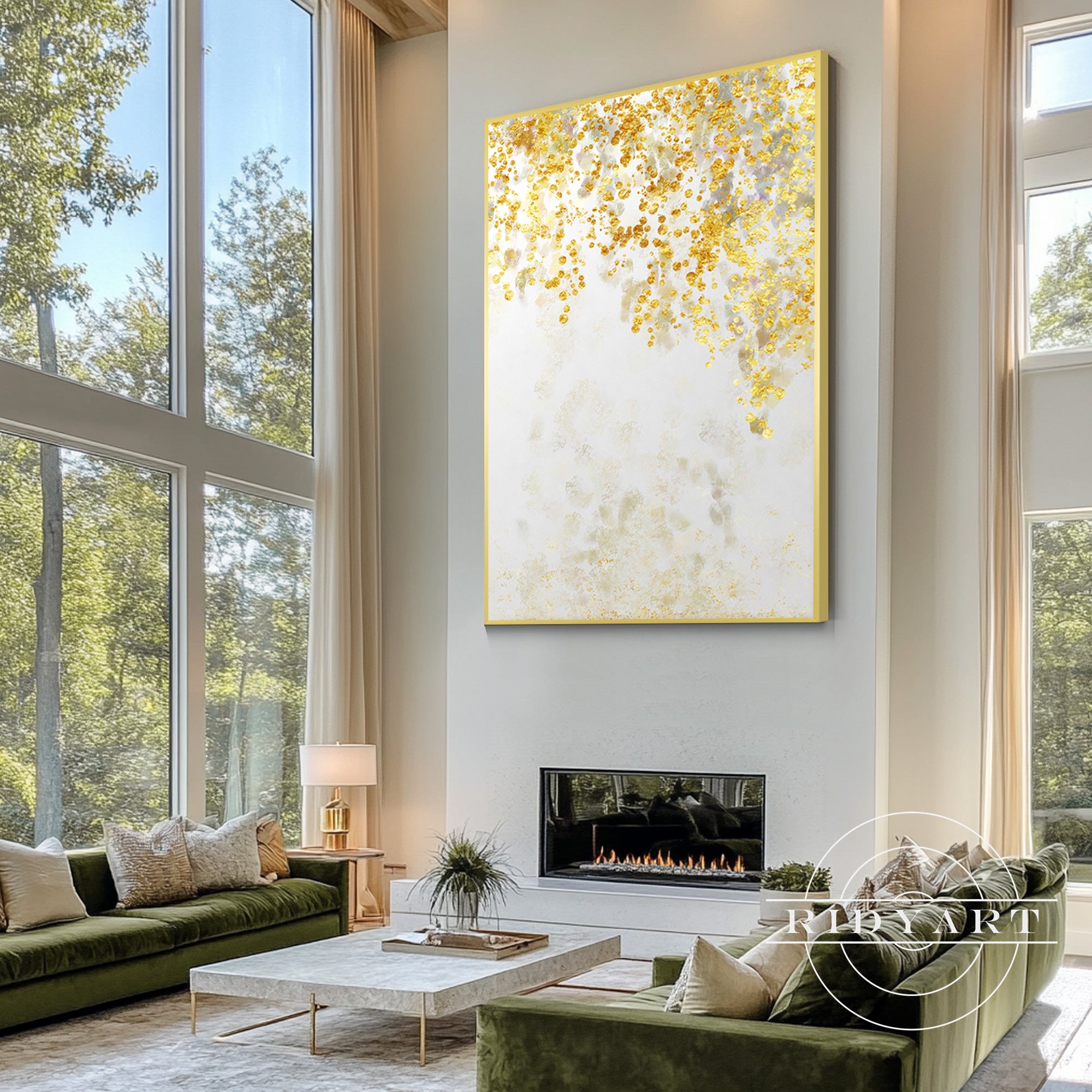 Luxury abstract wall art with gold accents