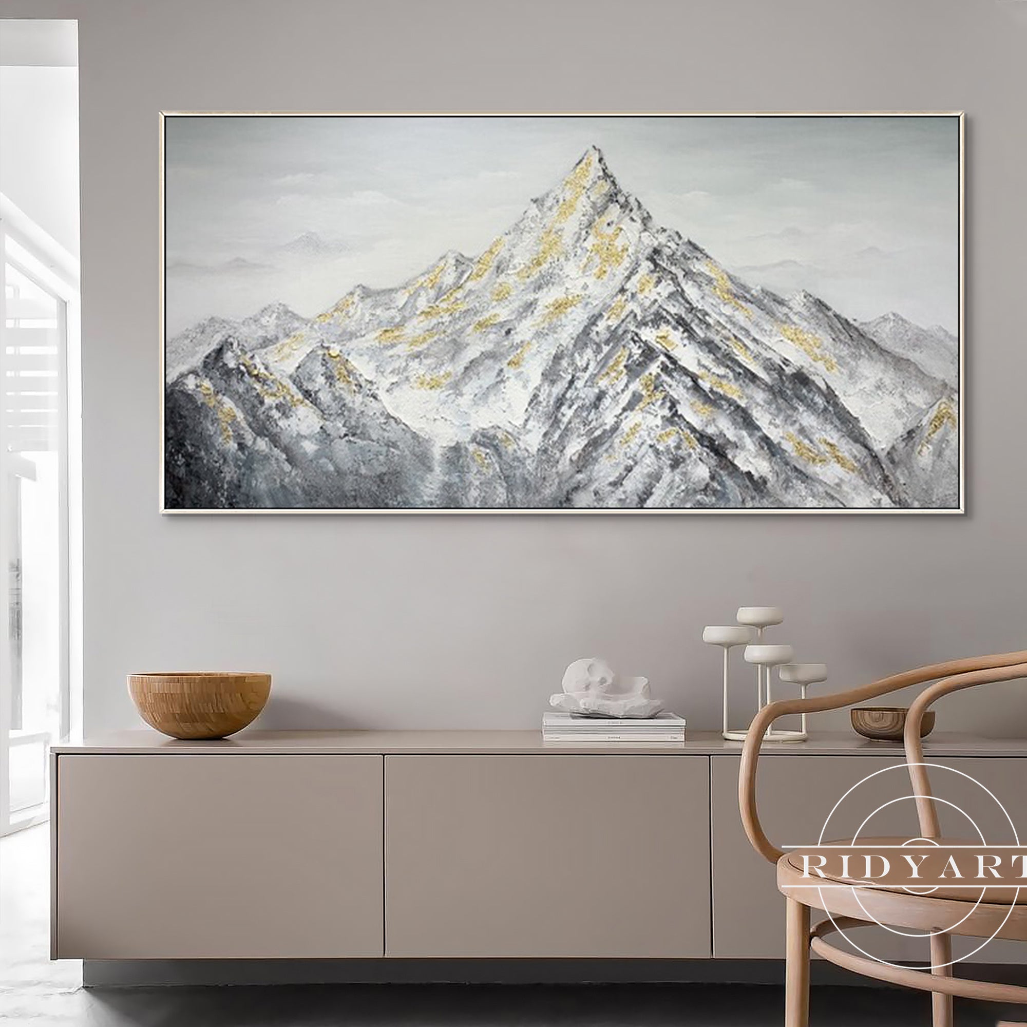 Contemporary snow scene wall art for winter home styling