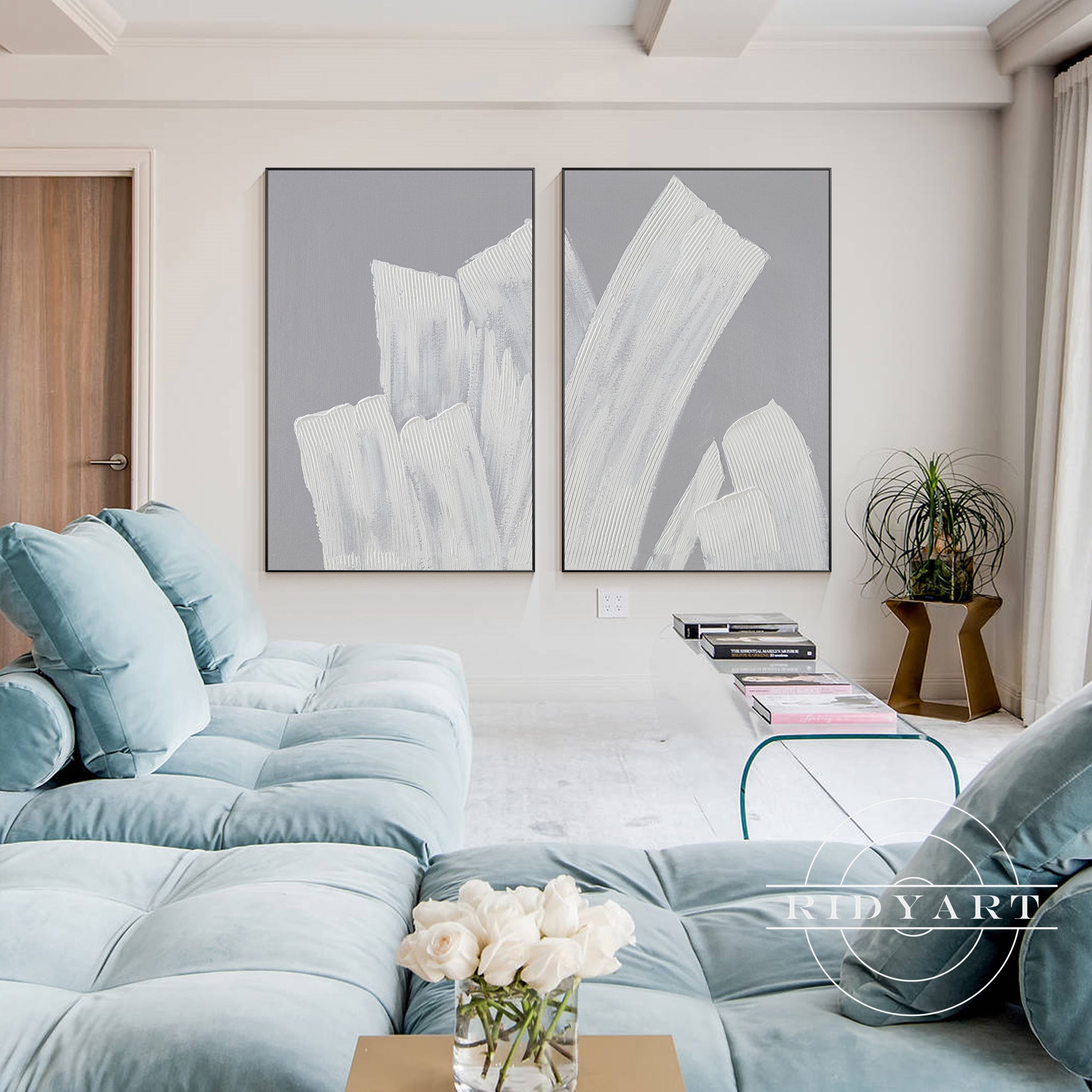 Modern abstract landscape wall decor in natural tones