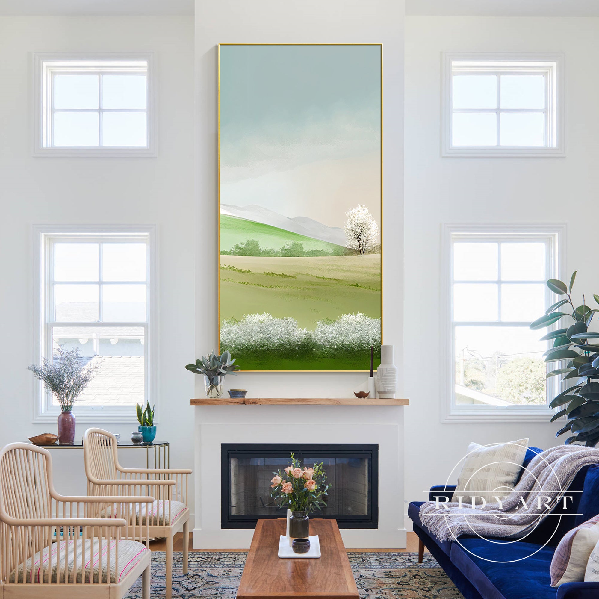 Modern abstract landscape in cool tones