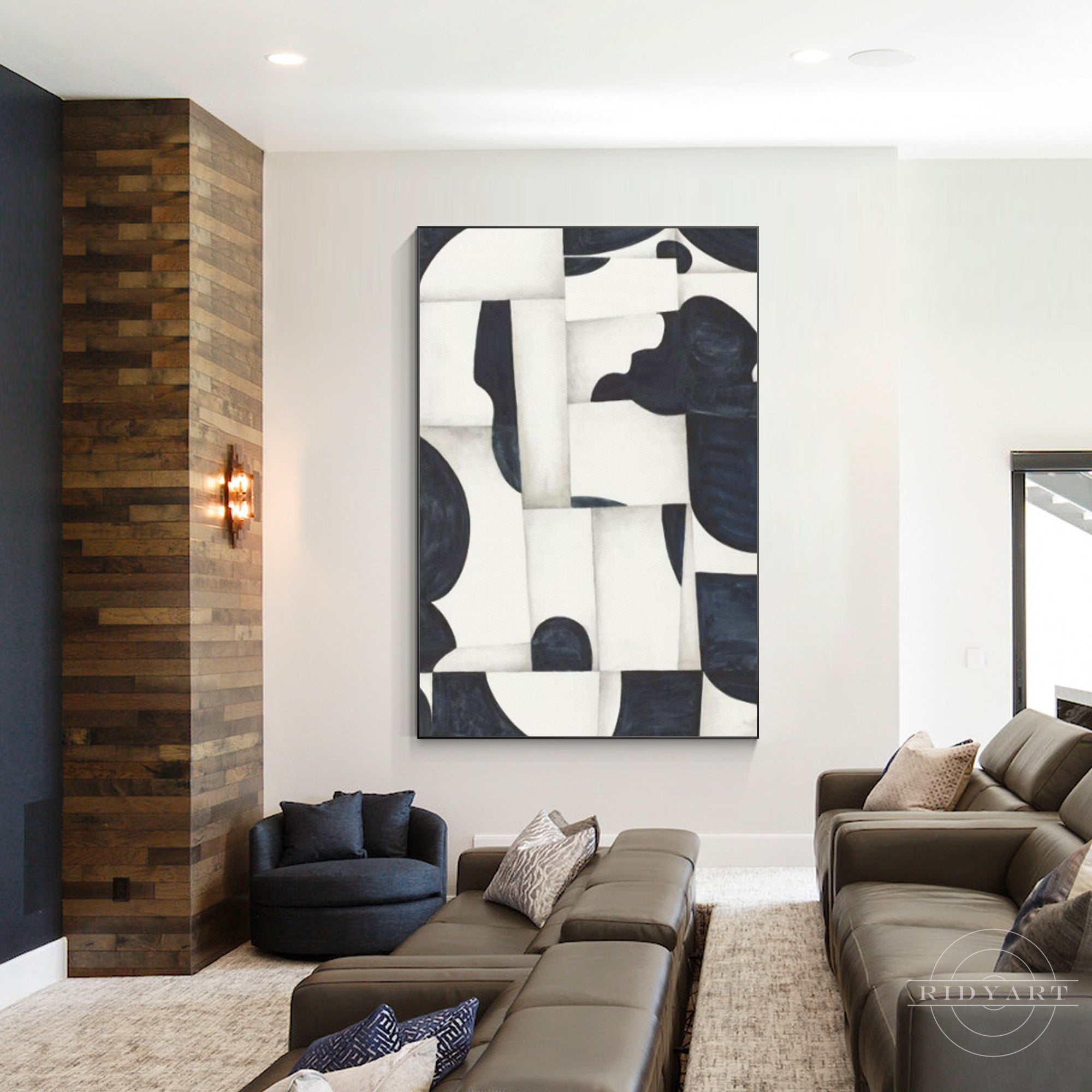 Modern navy blue geometric wall decor